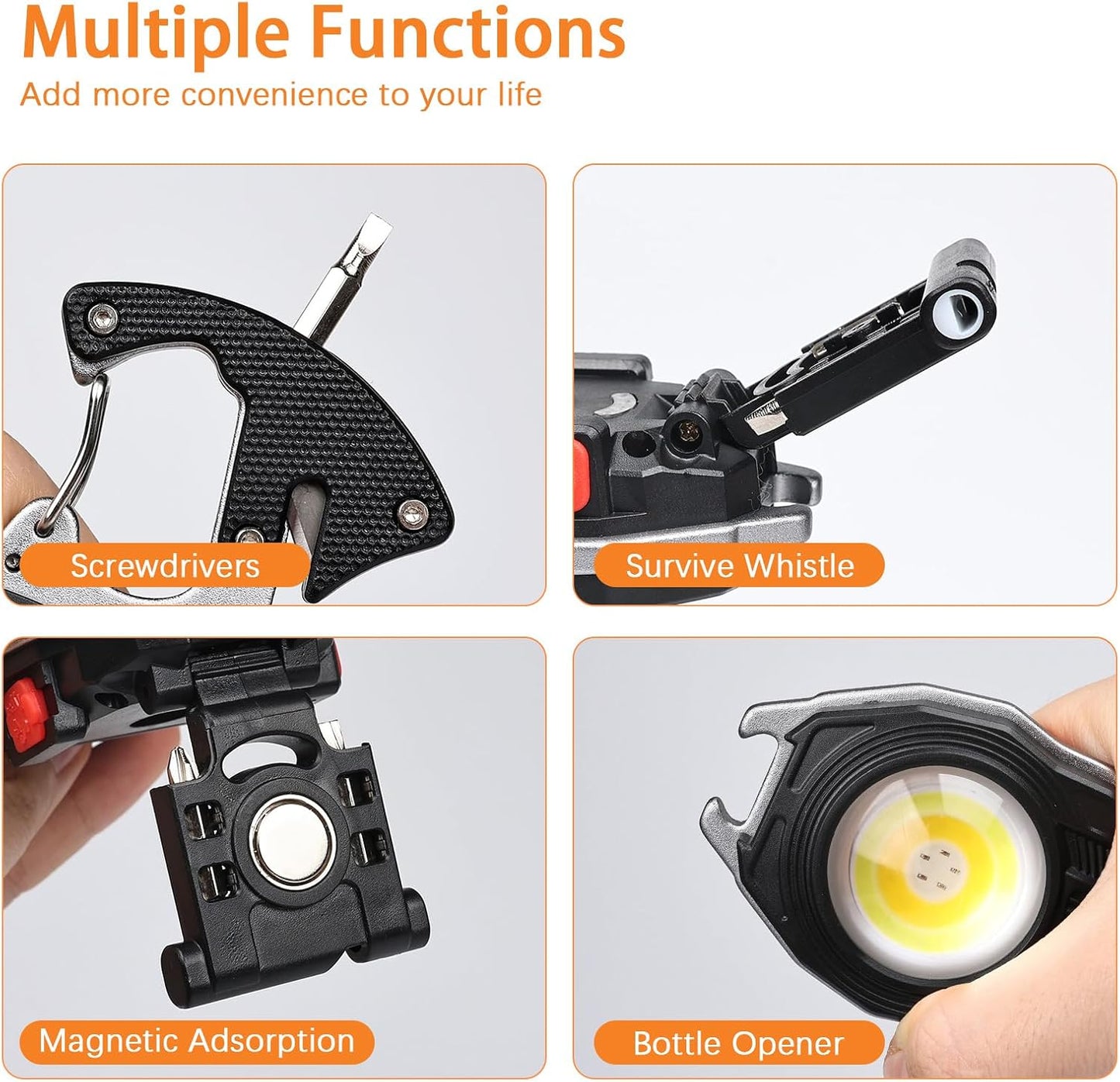 MAKDAK 4PC Keychain Flashlight Rechargeable Cob Keychain Work Light 7 Modes High Lumen Flashlights for EDC Camping Tent Light, Emergencies, Hiking,Car Repairing,Power Outrage,Pet Walking