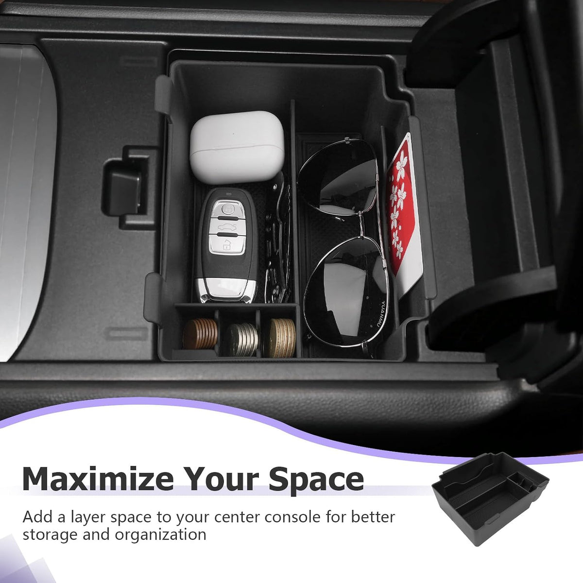 LUWU 2024 A cura RDX Center Console Organizer for 2019 2020 2021 2022 2023 2024 A cura RDX Accessories Armrest Console Storage Box Insert Tray ABS Material Black