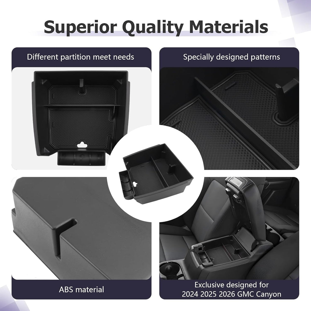LUWU Center Console Organizer for 2023 2024 2025 2026 Chevrolet Colorado & GMC Canyon Accessories Armrest Console Storage Box Glove Organizer Tray ABS Material for Canyon Interior Accessories (Black)