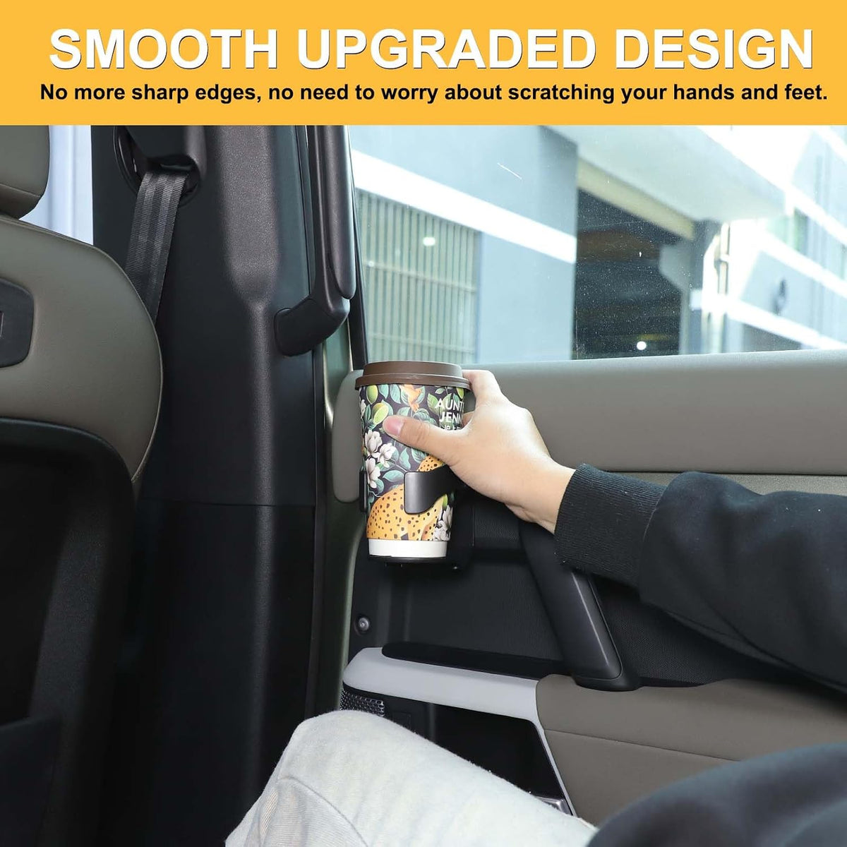 Dashboard Cup Holder Compatible with L@nd Rover Defender 90/110/130 2020-2025 Accessories, Cup Holder Expander for LR Defender 2024, Black Cup Drink Holder 1Pcs (Style B, Door)
