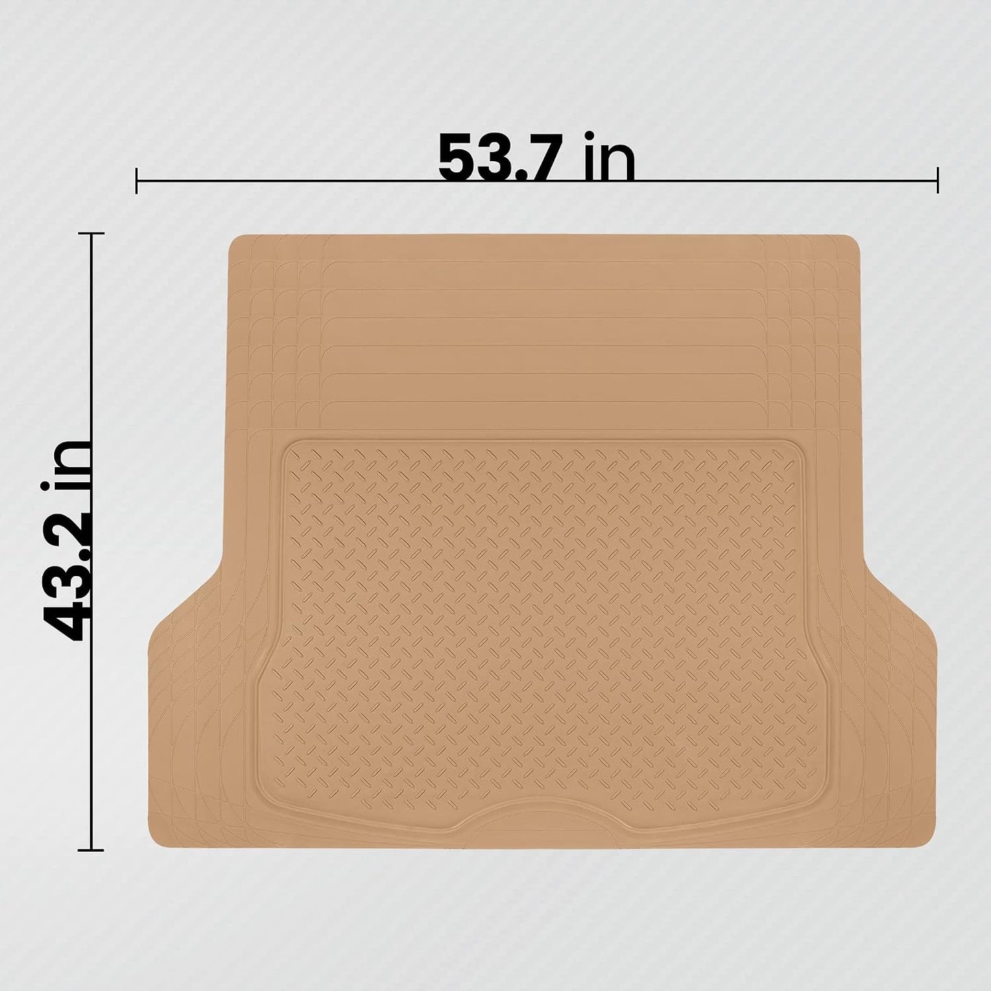 BDK Heavy Duty Rubber Cargo Mat Liner - All-Weather Trunk Protection, Trim-to-Fit Design for Cars, SUVs, Vans &amp; Trucks - Non-Slip, Waterproof, Durable Cargo Floor Liner - 46" x 56.75" x 0.25" - Beige