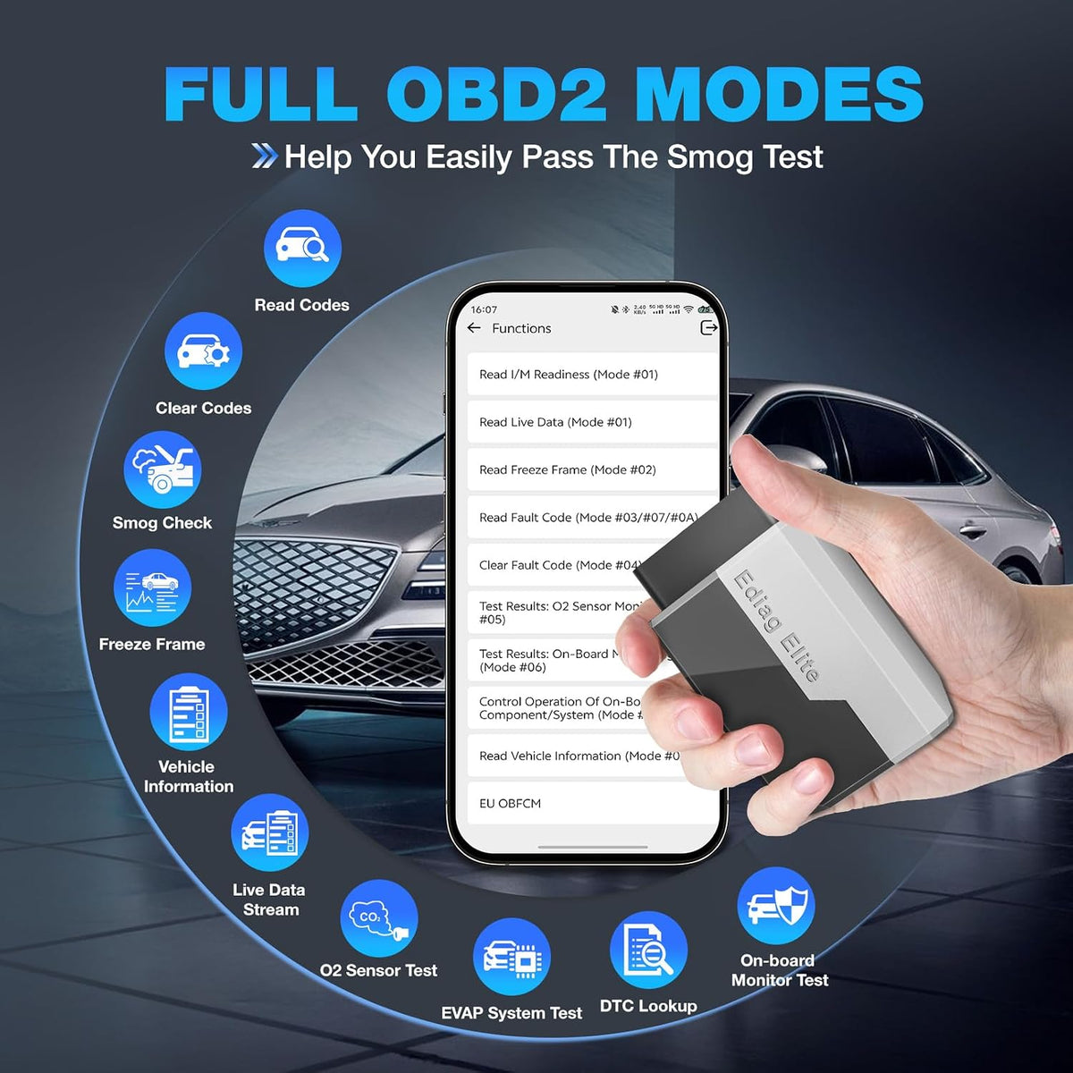 Ediag Elite KINGBOLEN Bluetooth OBD2 Scanner, Lifetime NO Cost Update