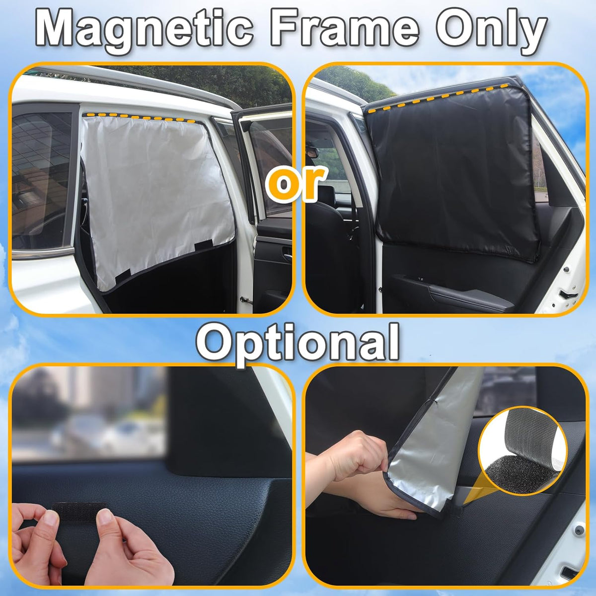 Lechin Magnetic Car Side Window Sun Shades for Baby, 2 PCS, 31.5 x 20 in | 10 M40 Magnets, UPF50+, Block Heats and UV Rays