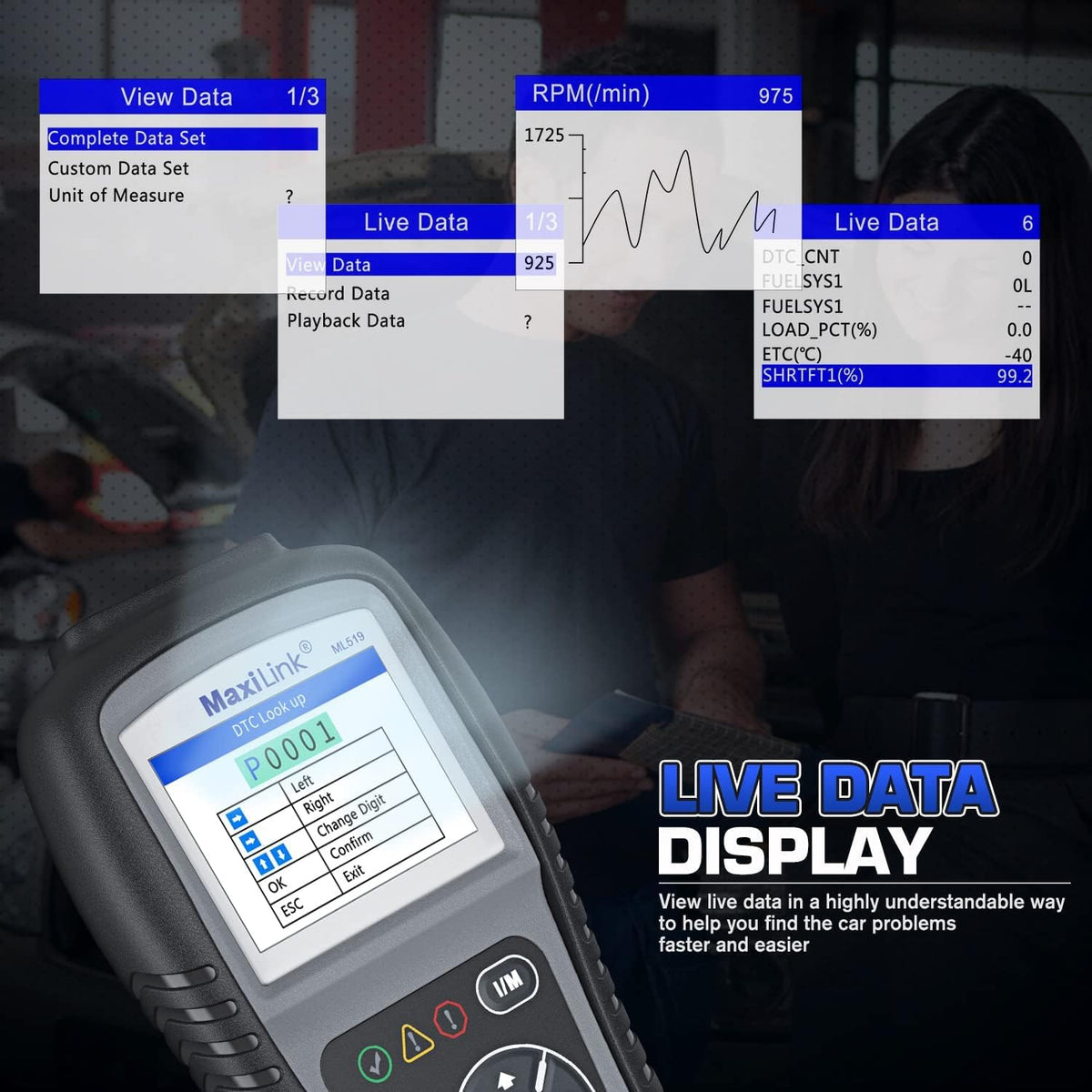 Autel MaxiLink ML519 OBD2 Scanner, AL519 Black New, Mode 6 Car Code Reader