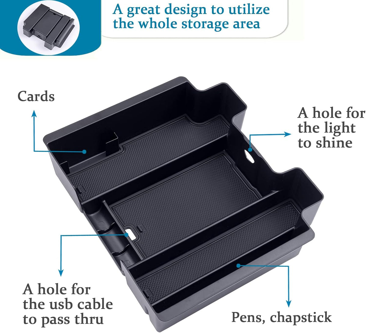 TOPINSTALL 4 Compartments Full Size Tray Compatible with 2019-2022 GMC Sierra Chevy Silverado 1500 and 2020-2023 Silverado/Sierra 2500HD 3500HD Full Console w/Bucket Seats ONLY