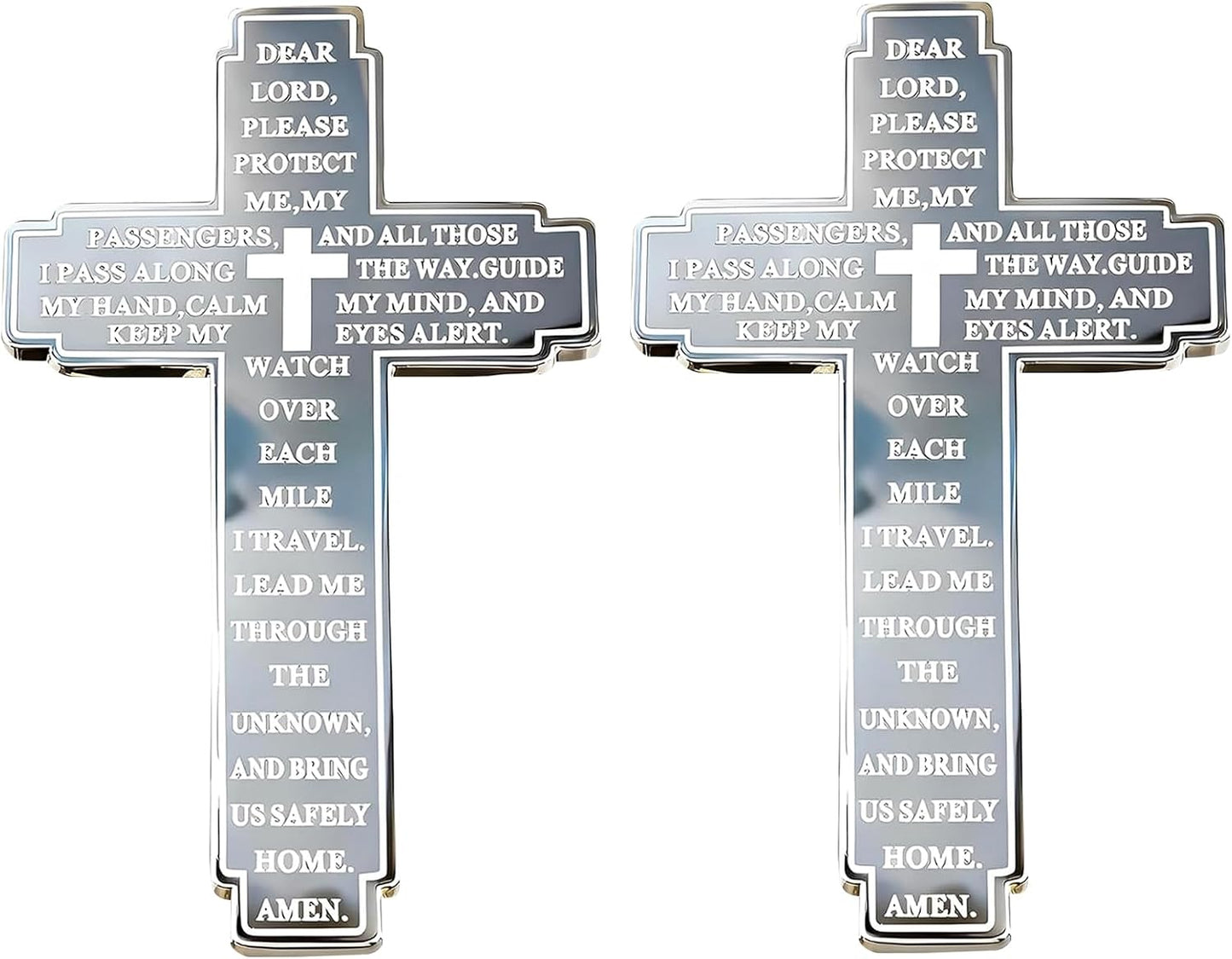 2 Pack Drive Safe Visor Clip for Car, Christian Cross Car Accessory, Religious Cross Visor Ornament for Drivers, Spiritual Car Charm Gift Idea, Silver