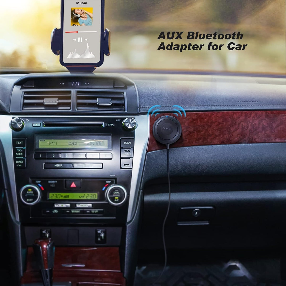 Smof Bluetooth Aux Car Adapter, BT5.2 Audio Receiver for Car/Home Stereo