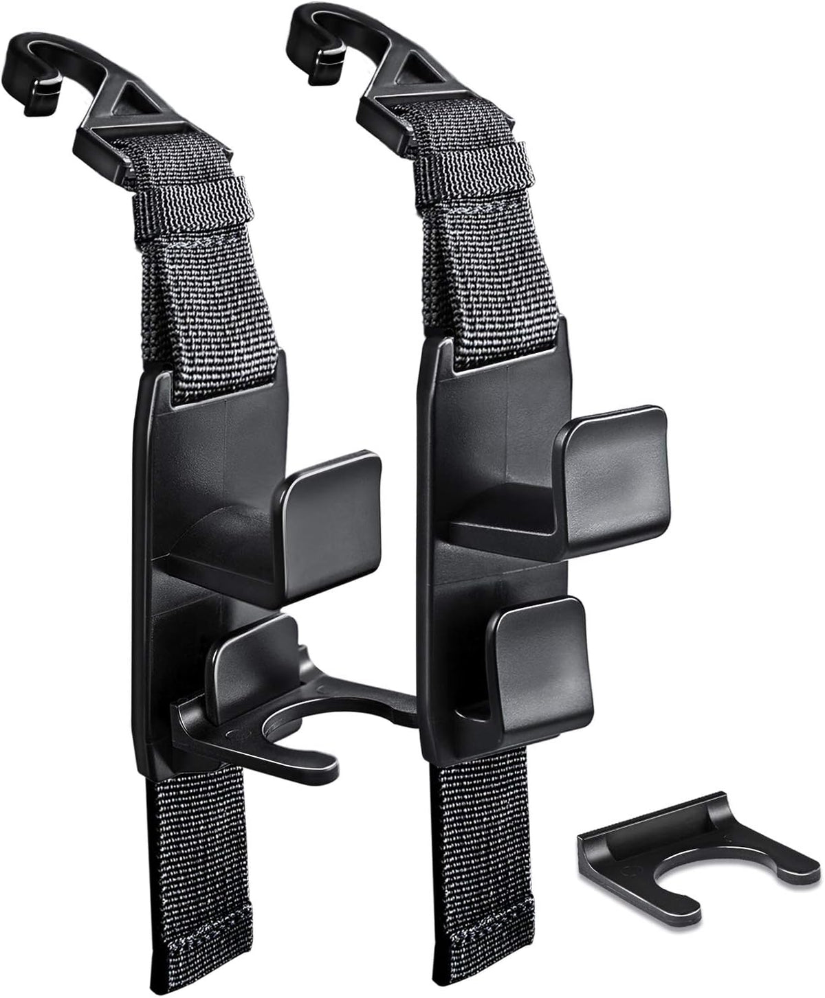 matteblack Magic Hanger Headrest Holder Organizer, Behind Over The Seat Car Hooks-Hang Purse Grocery Bags-4Pack (Frosted Black)