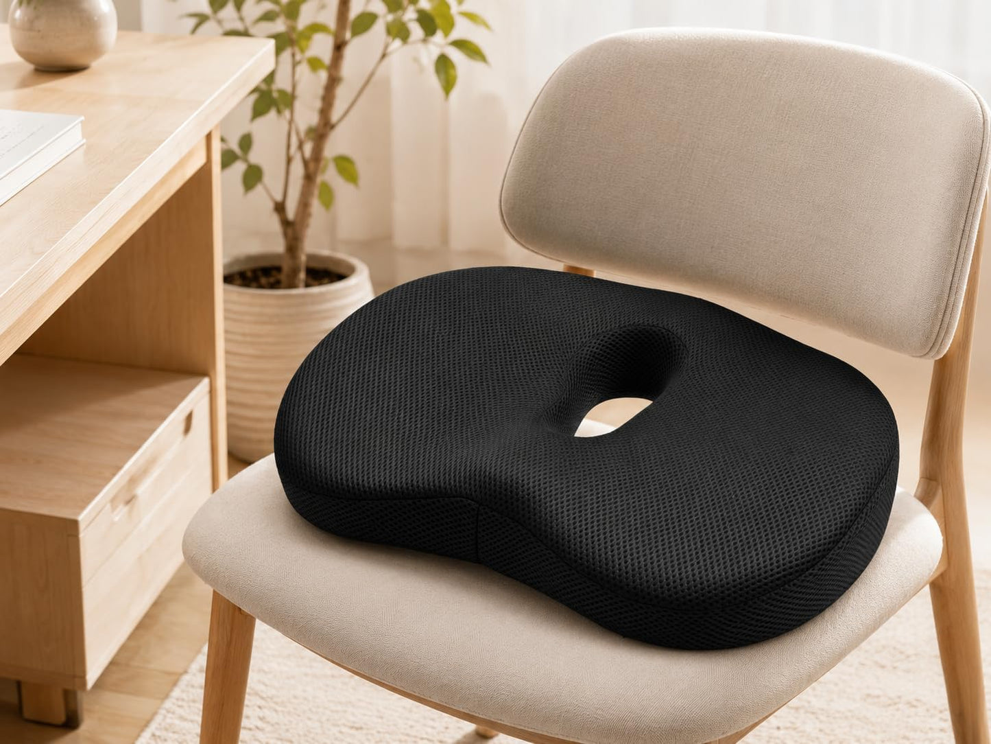 Comfort Digest DonutRelax Ergonomic Donut Seat Cushion | Breathable Cover, Center Opening, Non-Slip Base