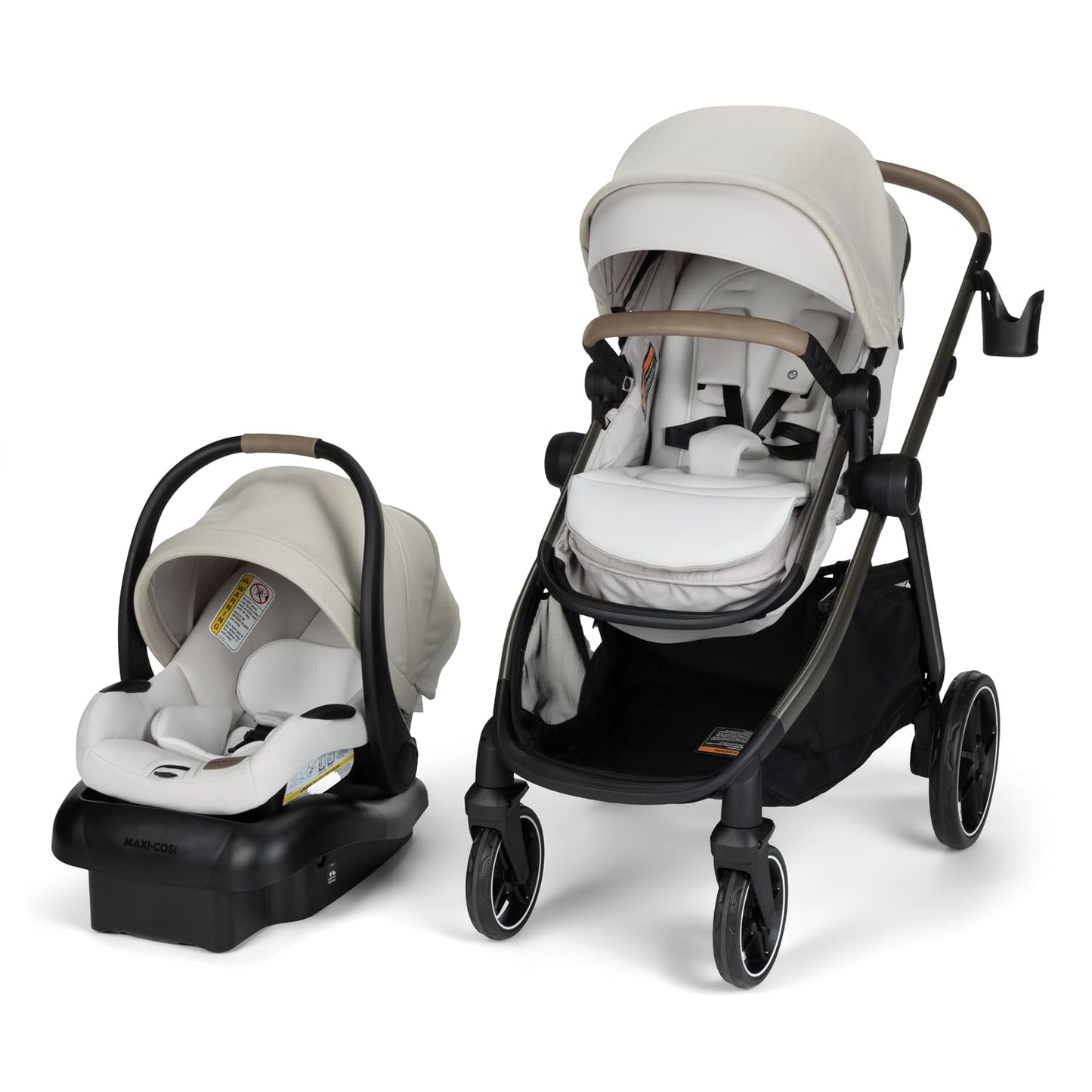 Maxi-Cosi Zelia Pro 5-in-1 Travel System with Mico Pro Infant Car Seat and Baby Stroller Combo, Reversible Seat, Large Wheels, Adjustable Handle, Newborn to Toddler, Lightweight, Classic Oat