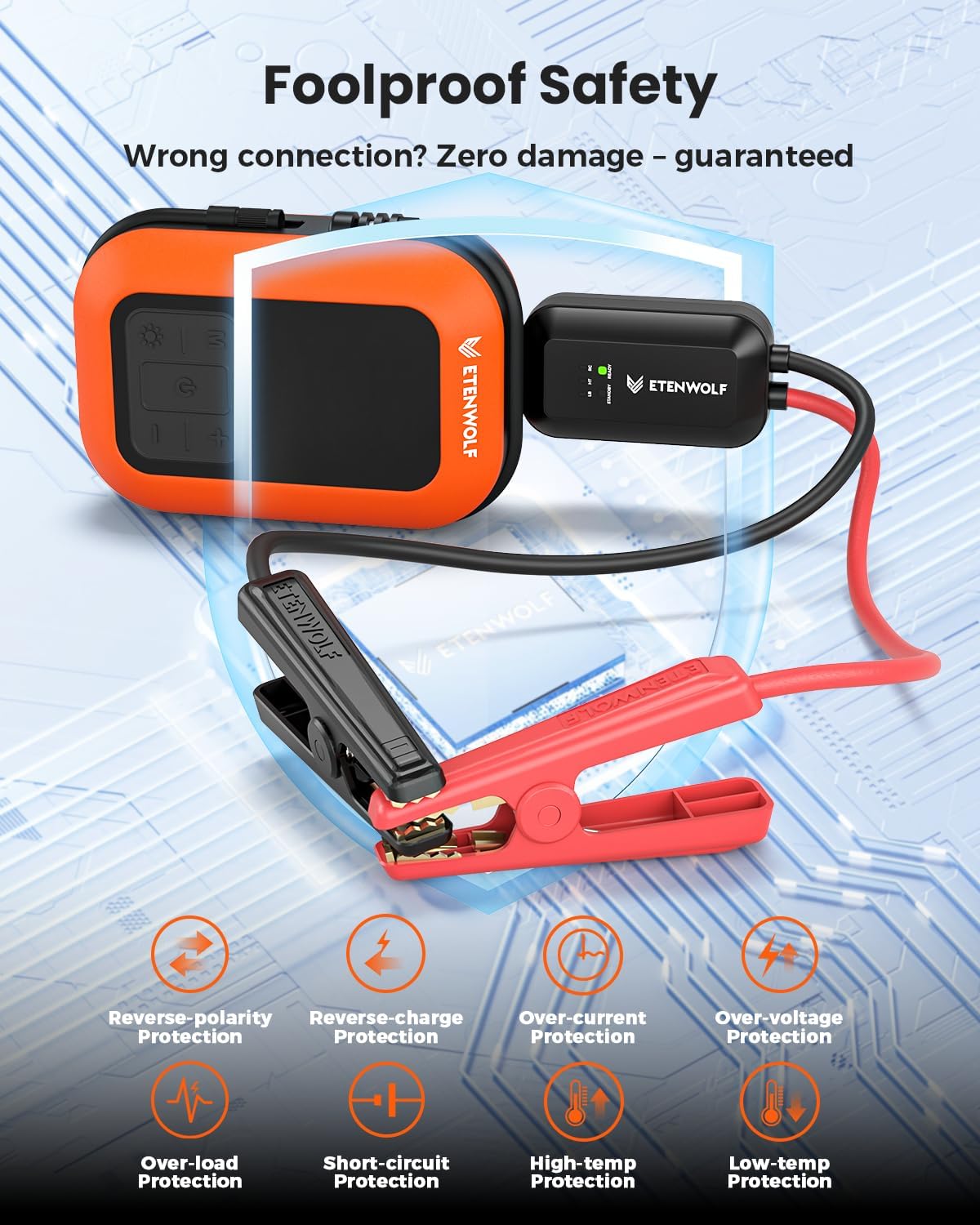 ETENWOLF 2000A Car Battery Jump Starter with 160PSI Air Compressor