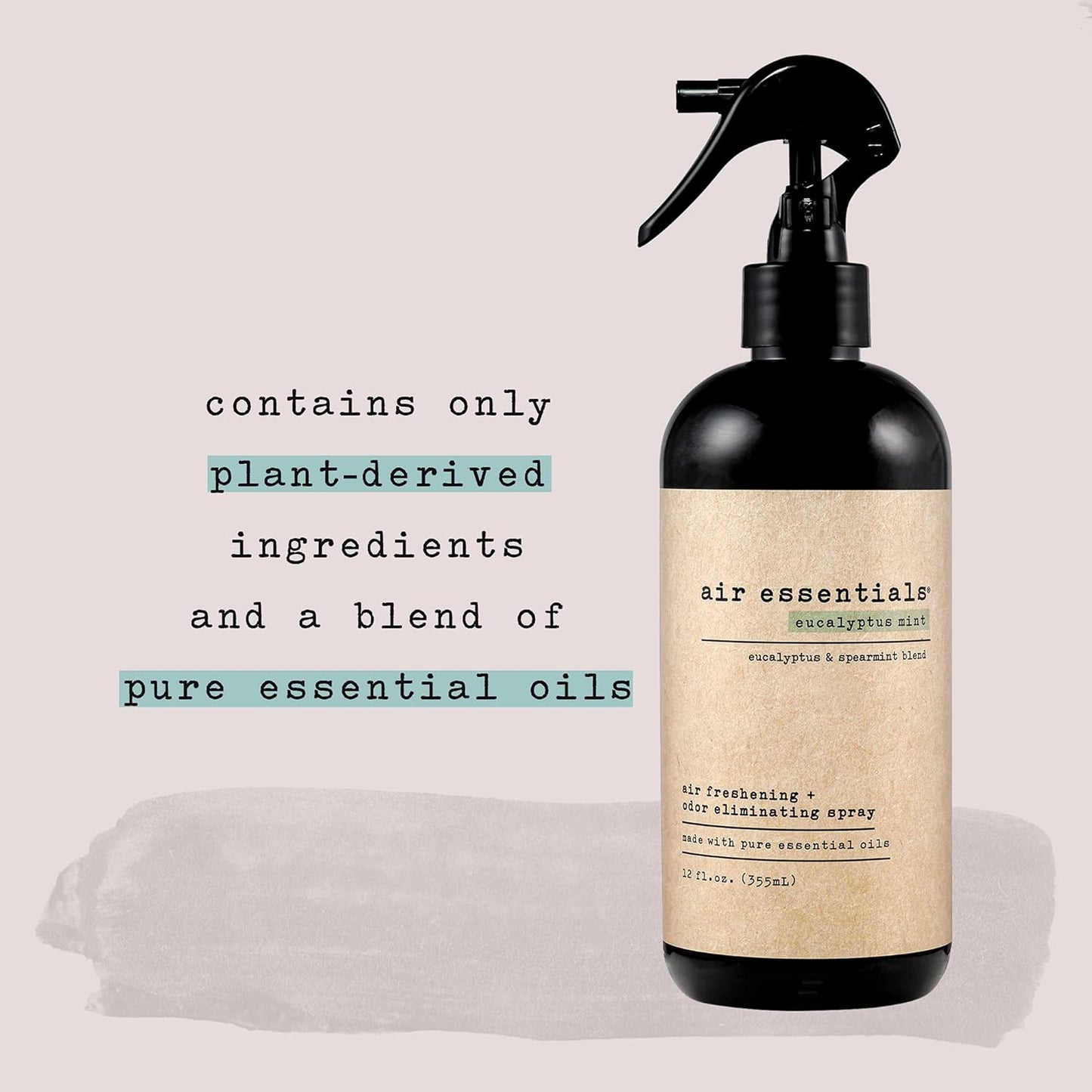 Air Essentials 12 oz Air Freshener & Odor Eliminator Spray - Neutralize Odors from Smoke, Pets, Food & Garbage in Homes, Offices & Cars - Made with Clean Essential Oils (Eucalyptus Mint, 2-Pack)