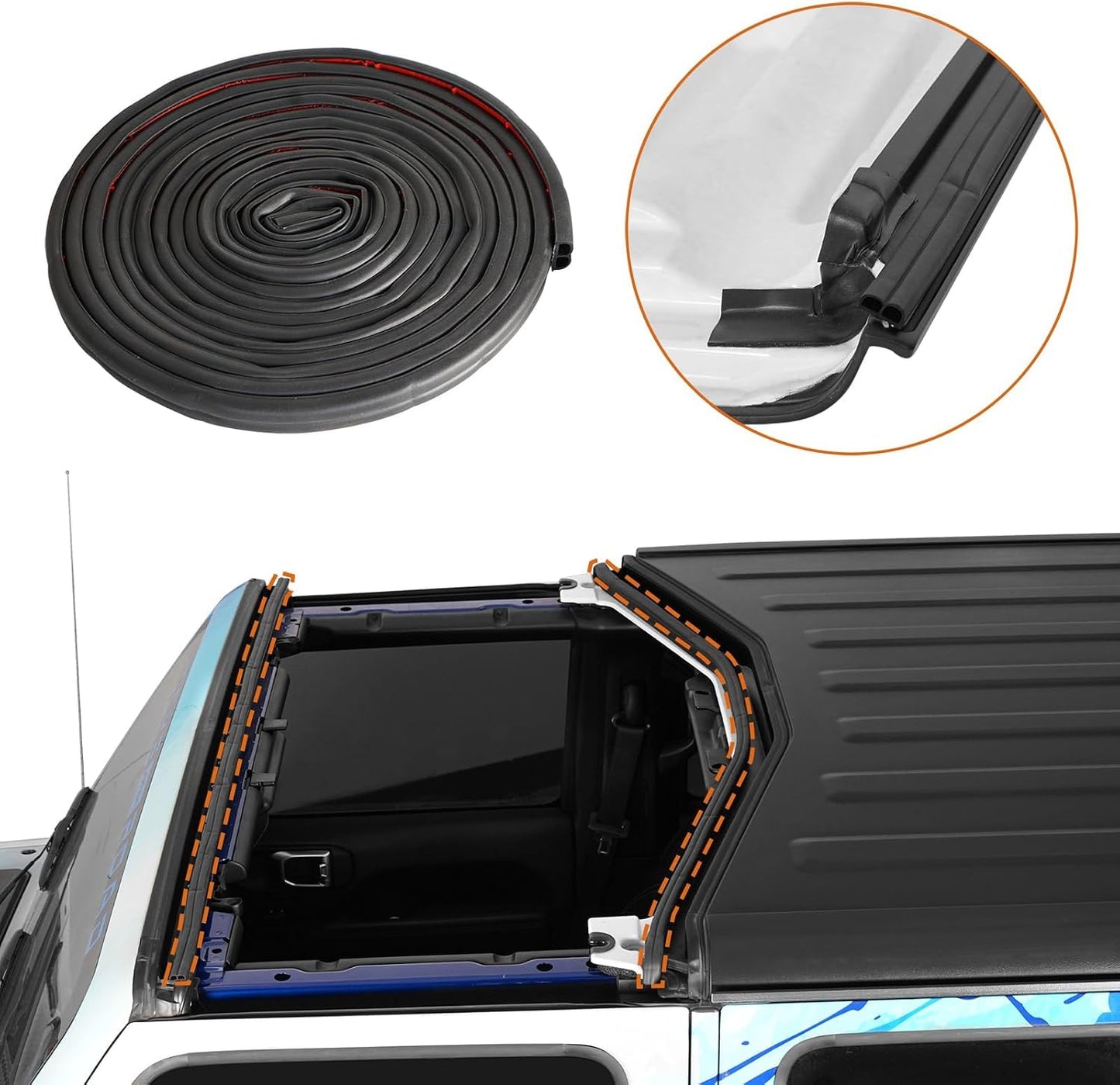Hooke Road Hardtop Freedom Panel Seal Kit Weather Stripping for 2007-2026 Jeep Wrangler JK JL Gladiator JT, Roof Top Drip Strip Leak Fix Wind Noise Fix Kit