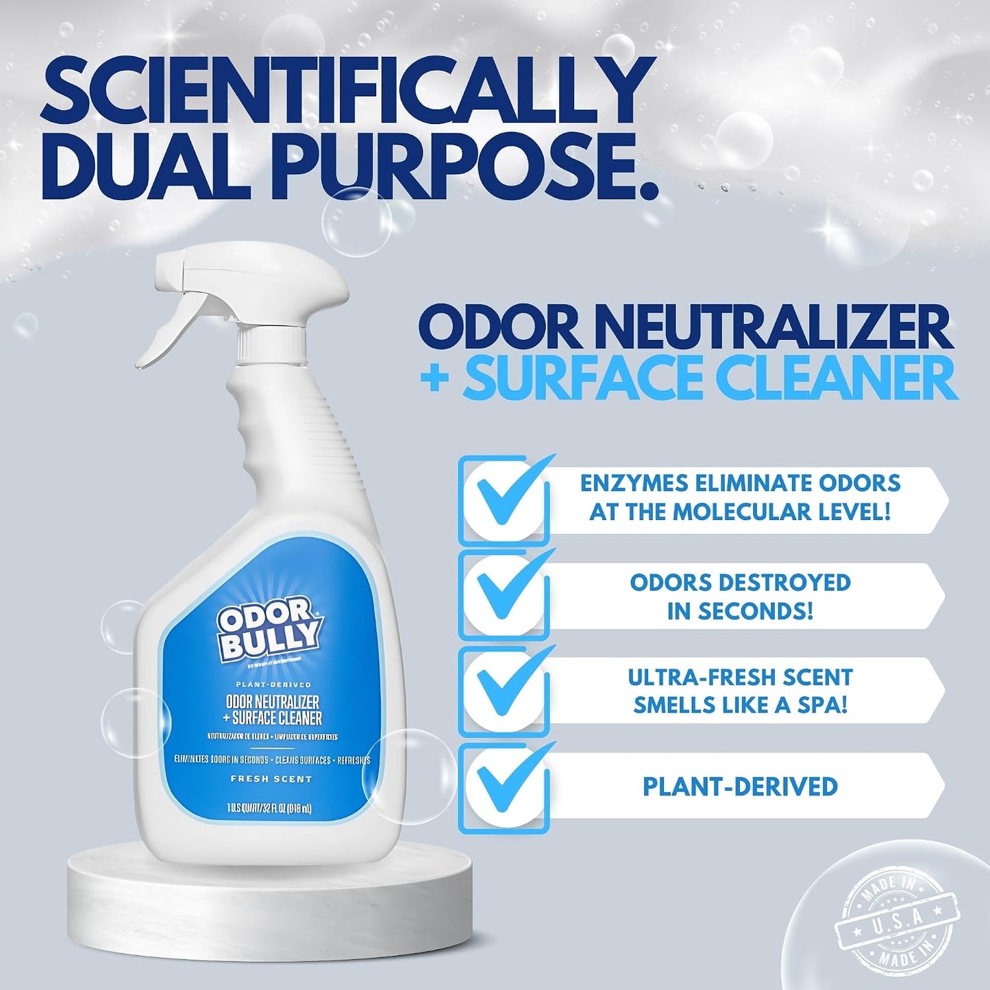 Whip-It Odor Bully Instant Odor Neutralizer Spray - Stain Remover and Odor Eliminator for Home and Car in One - 32oz