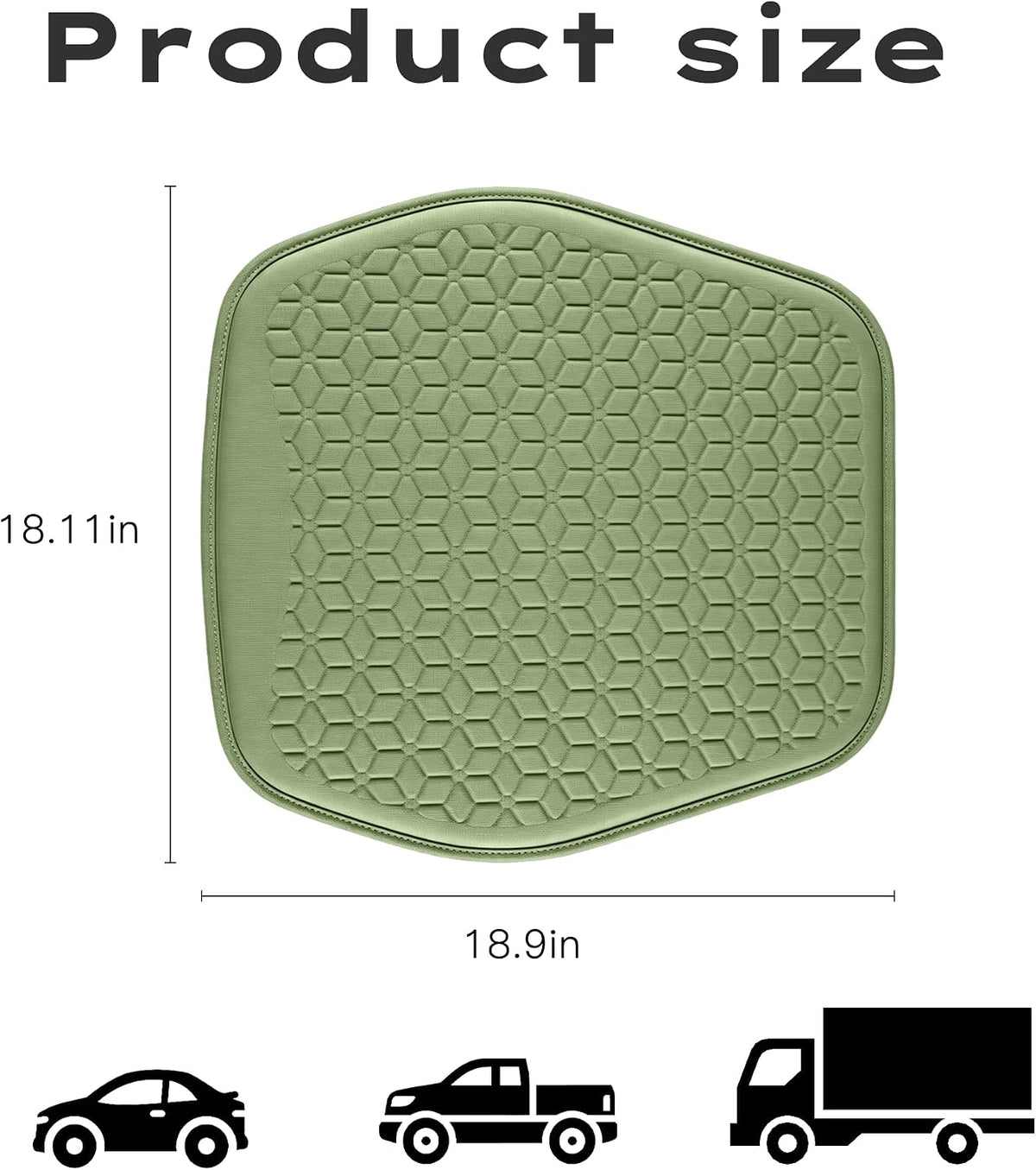 Thin Gel Car Seat Cushion, Non-Slip & Comfortable Automotive Front Seats Cushion Pad for Driver, Breathable Vehicle Interior Mat Cover Accessories，Green