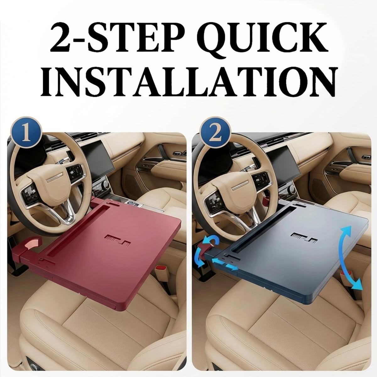 Car Back Seat Tray Table with Expandable Tray - 2-Sided Car Desk for Kids & Adults, Extra Wide & Sturdy Headrest Mount with Non-Slip Pad, Tablet/Laptop Holder for Road Trip(Carbon fiber front panel)