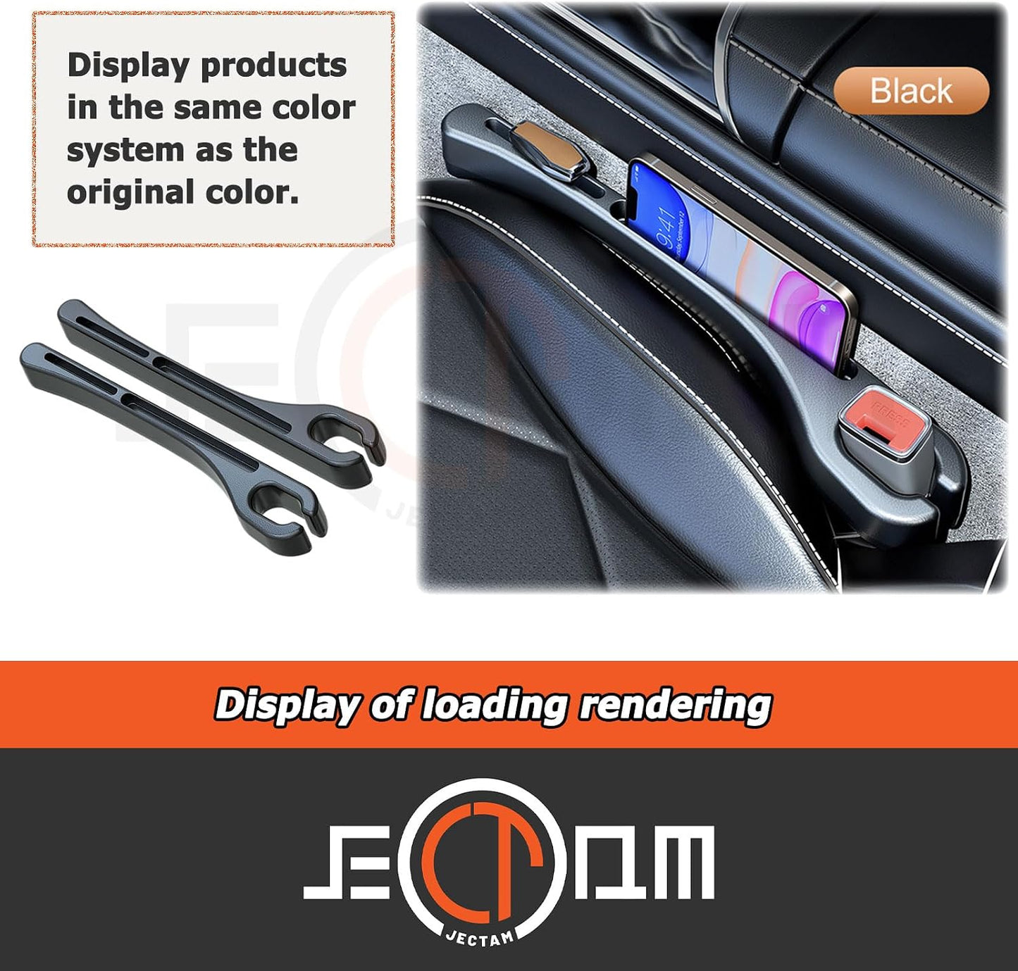 Car Seat Gap Filler, Leather Car Gap Filler Universal Fit for Most Cars and Trucks, Fill The Gap Between Seat and Consoles, Prevents Things from Falling Out, Pack of 2 PCS (Black)