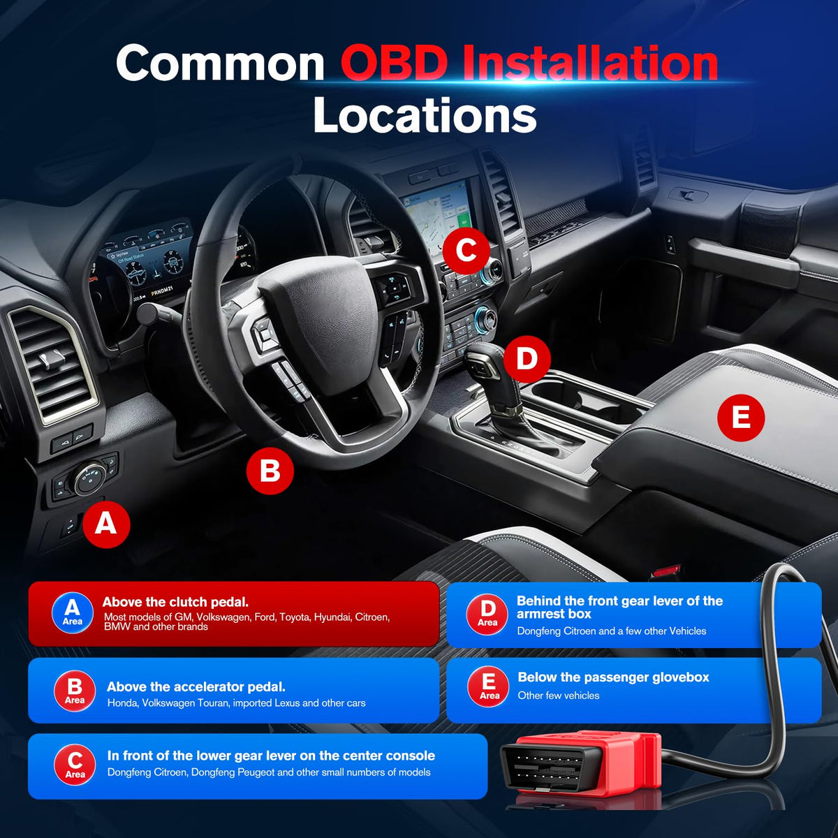 Autel OBD 2 Extension Cable, 10ft 3M, 16 Pin OBD II OBD2 Extension Cord