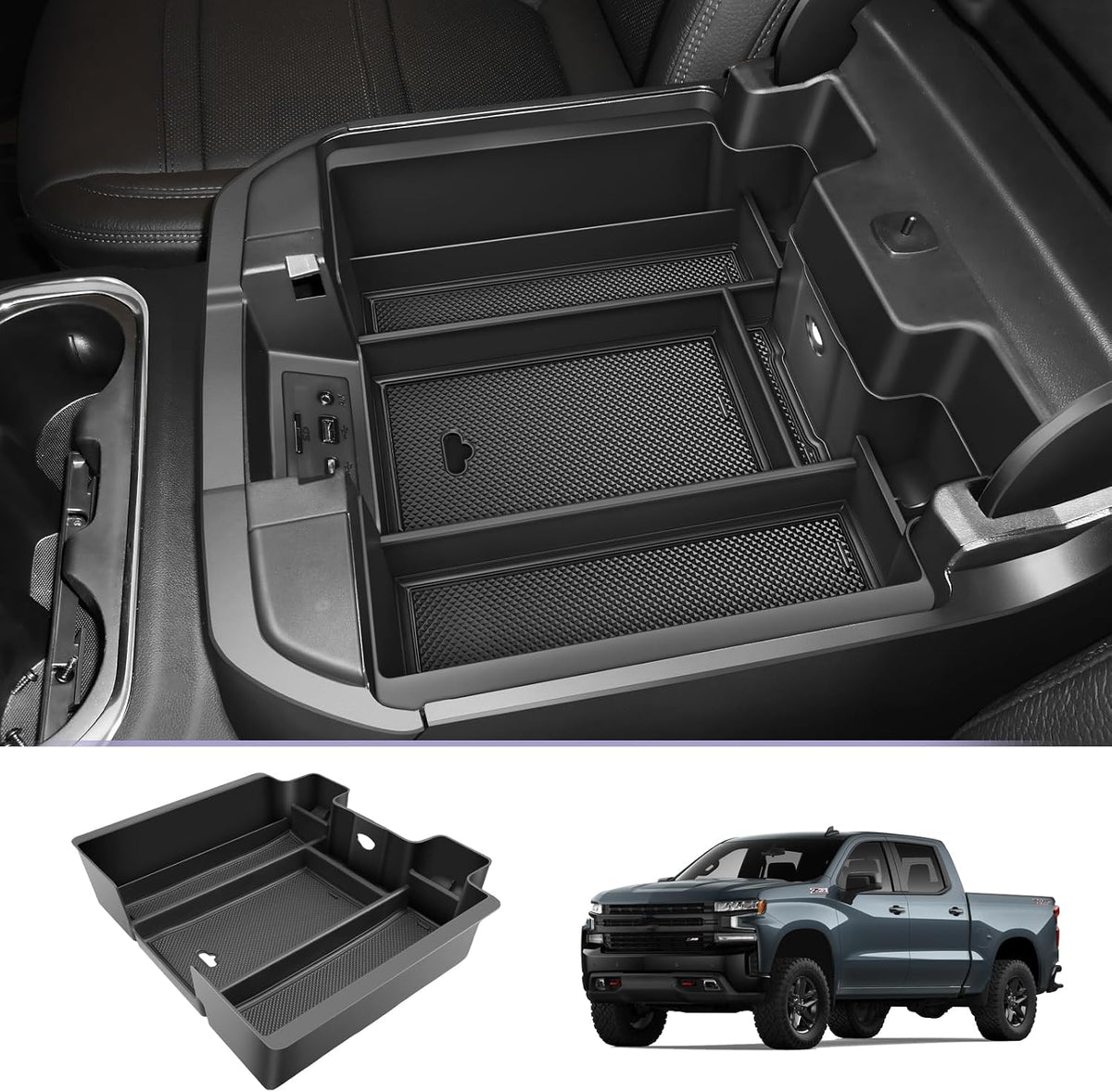 LUWU Center Console Organizer for 2023 2024 2025 2026 Chevrolet Colorado & GMC Canyon Accessories Armrest Console Storage Box Glove Organizer Tray ABS Material for Canyon Interior Accessories (Blue)