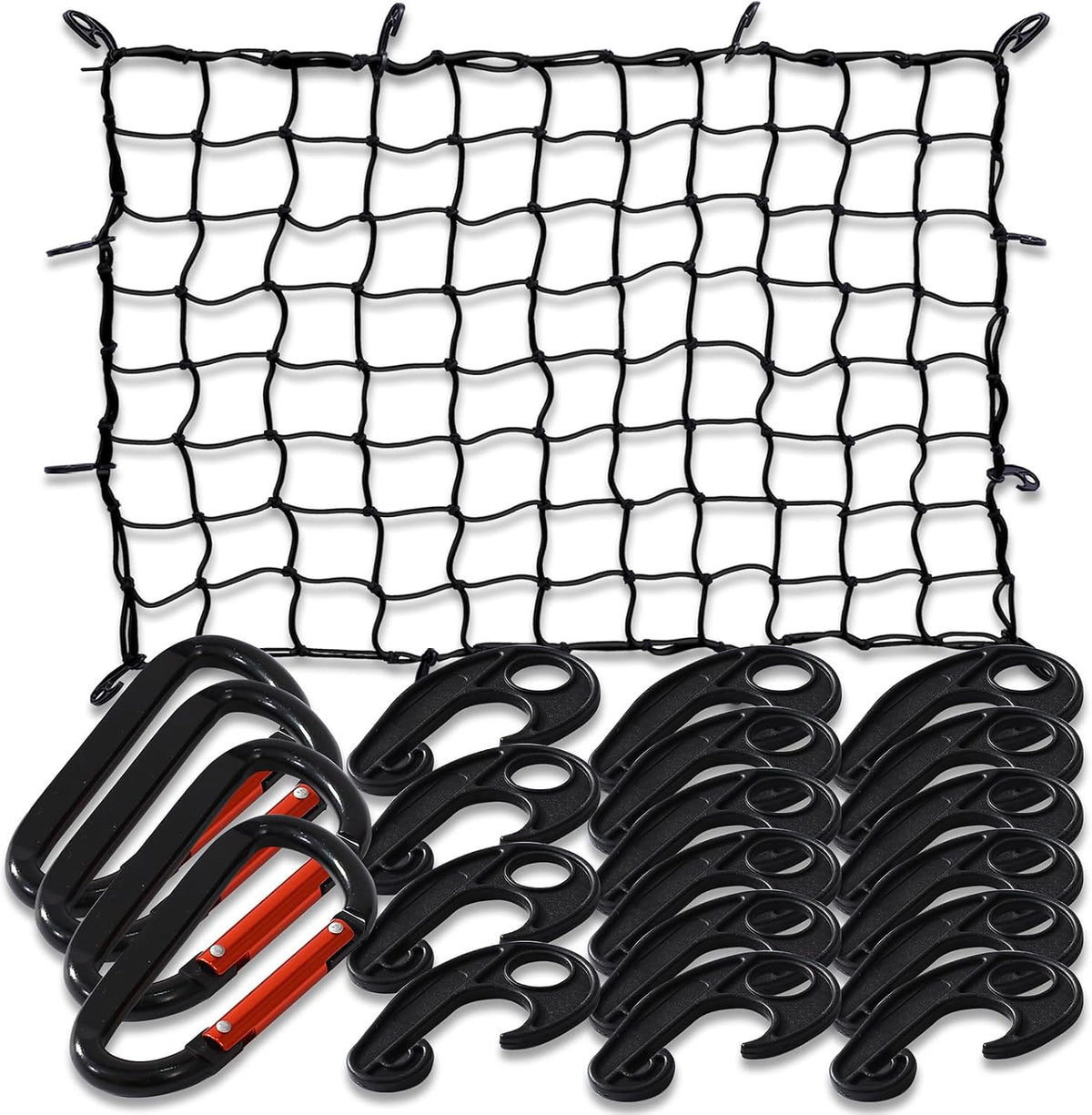 3' x 4' Cargo net Bungee Nets Stretches to 6' x 8',Small Truck Bed Cargo Net for Cars SUVs, for Frontier, Toyota Tacoma Short Bed Cargo Netting, Colorado & Subaru Accessories