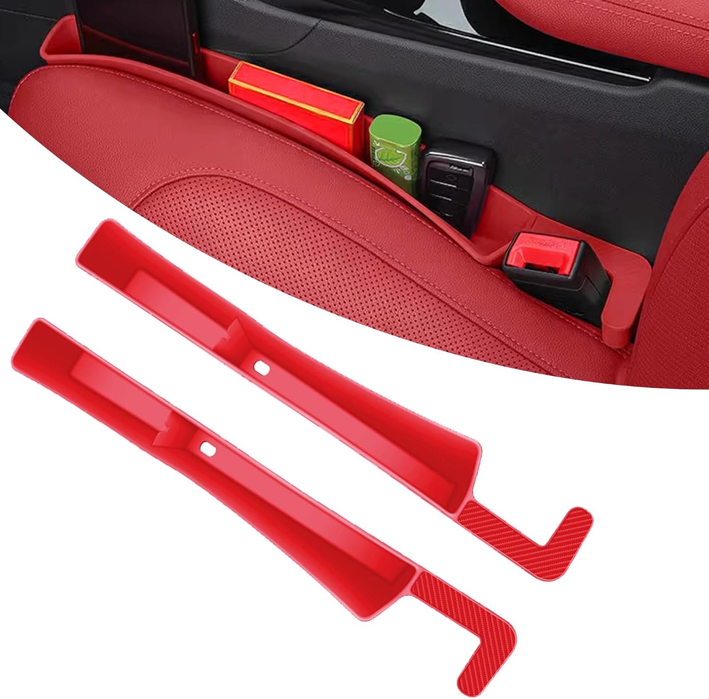 2PCS Car Seat Gap Filler, Anti-Drop Vehicle Console Crevice Blocker with 2 Storage Areas, Seat Side Seam Organizer Plug from Droping, Universal Automotive Interior Accessories (Black)
