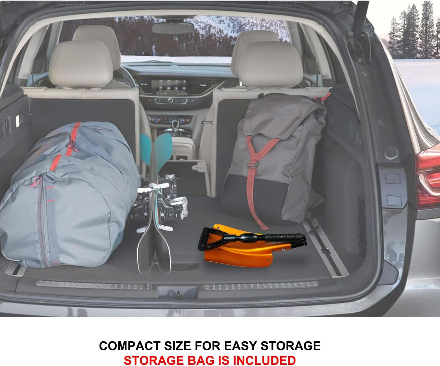 GEARFLAG Collapsible Folding Aluminum Compact Snow Shovel 39" - Snow Removal in Winter, Emergency Kit for Vehicle, Car, Van, SUV, Truck, Snowmobile, Gardening (Orange)