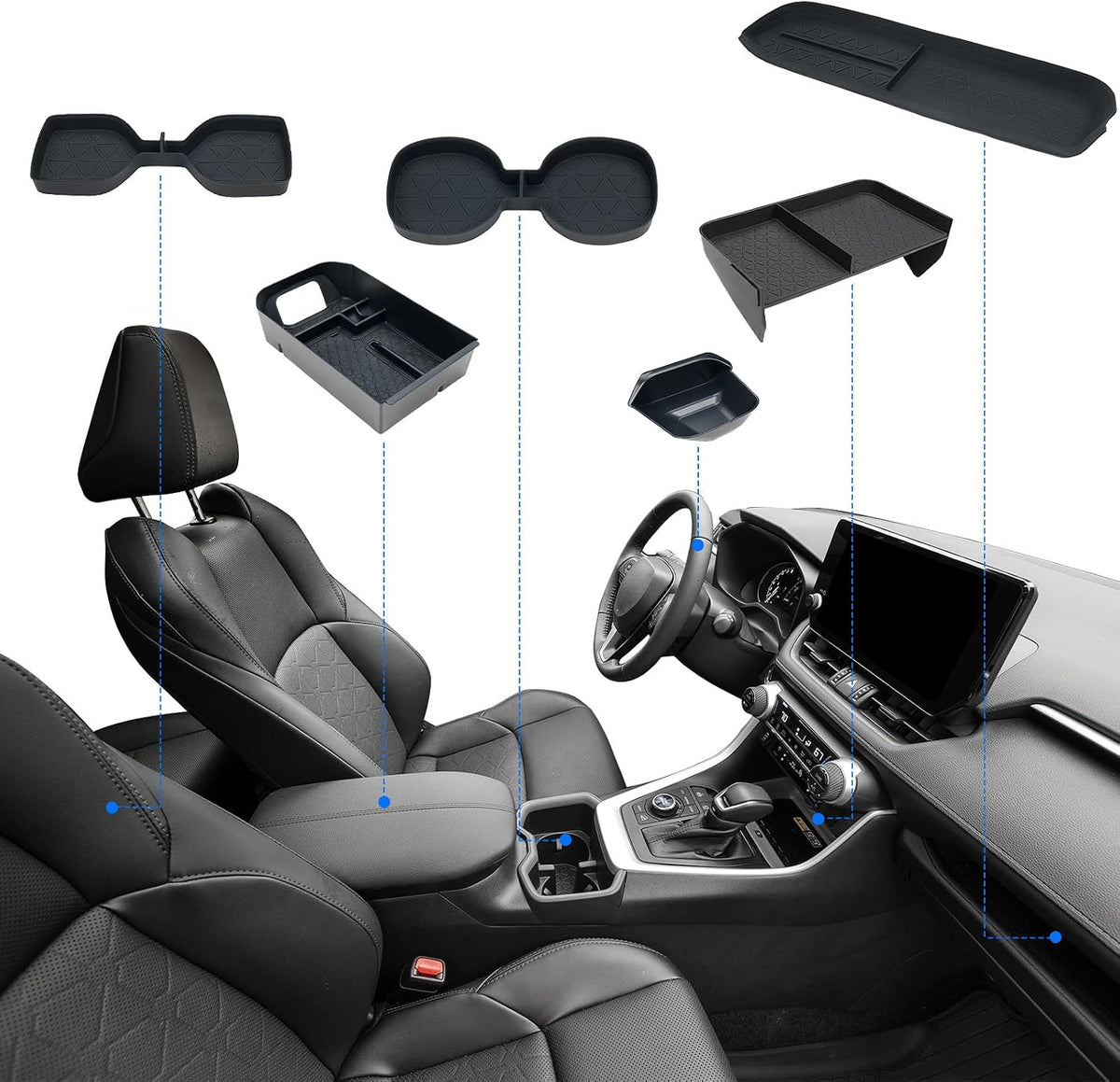 ELECFRESH Center Console Organizer for 2019-2025 Toyota RAV4 Accessories