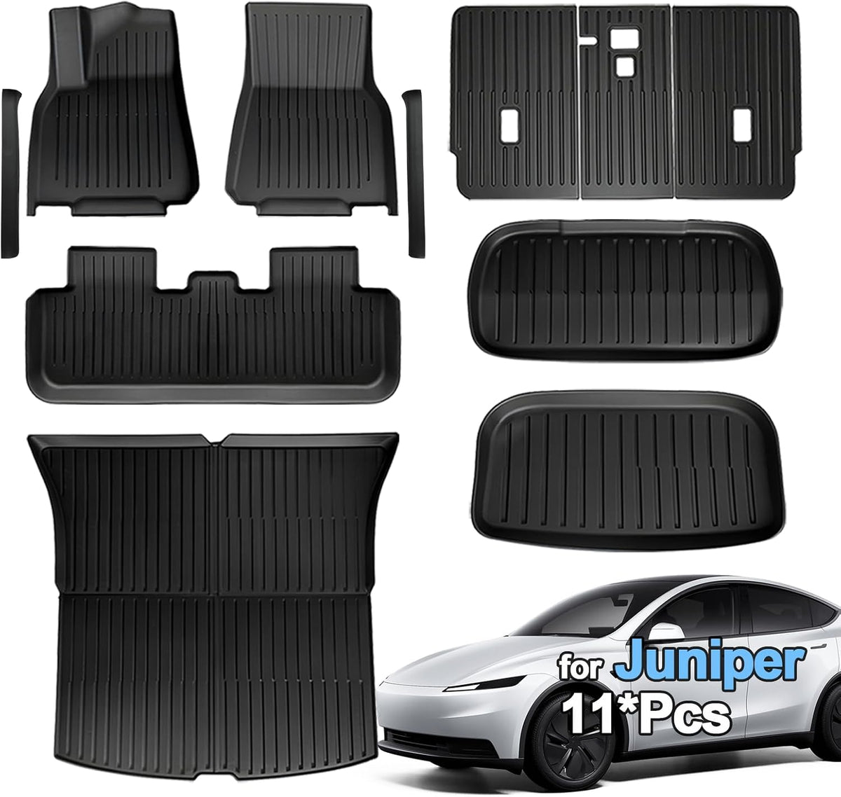 SUPER LINER Tesla Model Y Floor Mats 2025 2026 11-Piece Set TPE Material