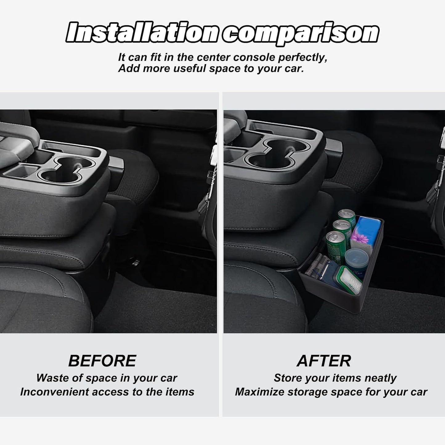 JKCOVER Center Console Hanging Organizer Box Compatible with 2019-2026 Chevy Silverado/GMC Sierra 1500 and 2020-2026 Chevrolet Silverado/Sierra 2500HD 3500HD Accessories(Split-Bench Folding Seat Only)