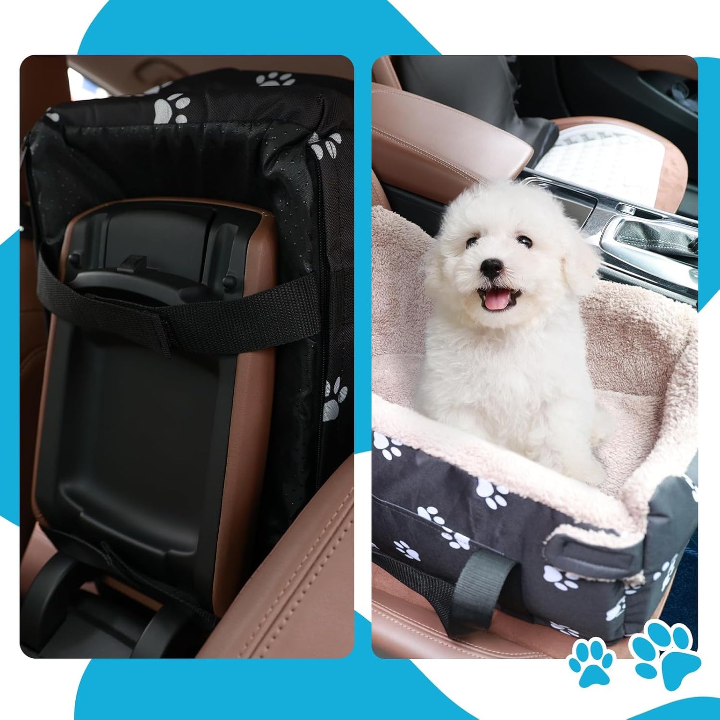 Center Console Dog Car Seat, Pete Console Car Seat for Cats Dogs Middle (Black)