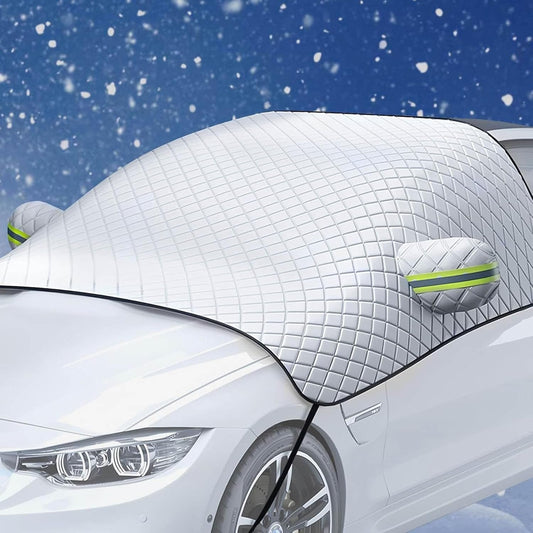 Windshield Snow Cover for Mazda CX-90 2024-2026, Mirror Covers Included Heavy Duty Ice Frost Protector Reflective Strips Universal Fit Waterproof Snow Protection Rain and Sun Car,145 * 245