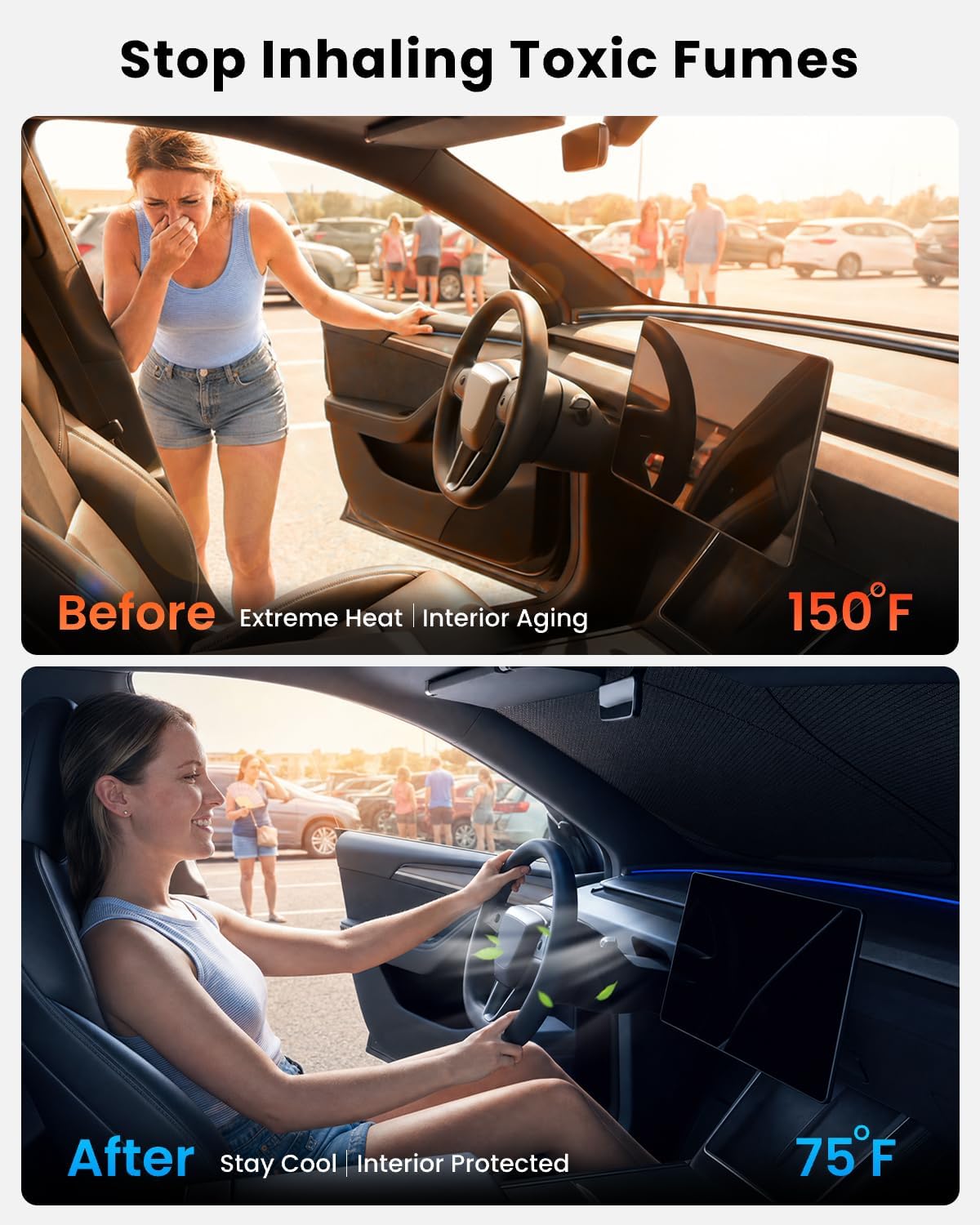 REEVAA 2026 3rd Pro Windshield Sunshade for SUVs/Sedans | M (64 × 32 Inches) | Dual-Layer Heat &amp; Sun Defense, OEM Design | Foldable Sun Shade Car Accessories with Storage Bag