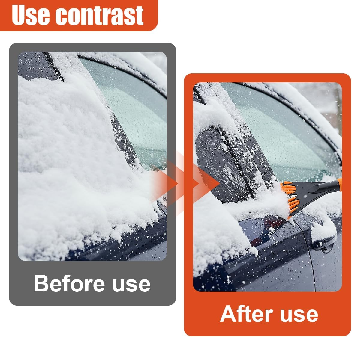 2PCS Car Windshield Ice Scraper, No Scratch Auto Window Snow Removal Shovel with Ergonomic Foam Handle, Universal Vehicle Frost Cleaning Tool for Cars, Trucks, SUVs (Blue&Orange)