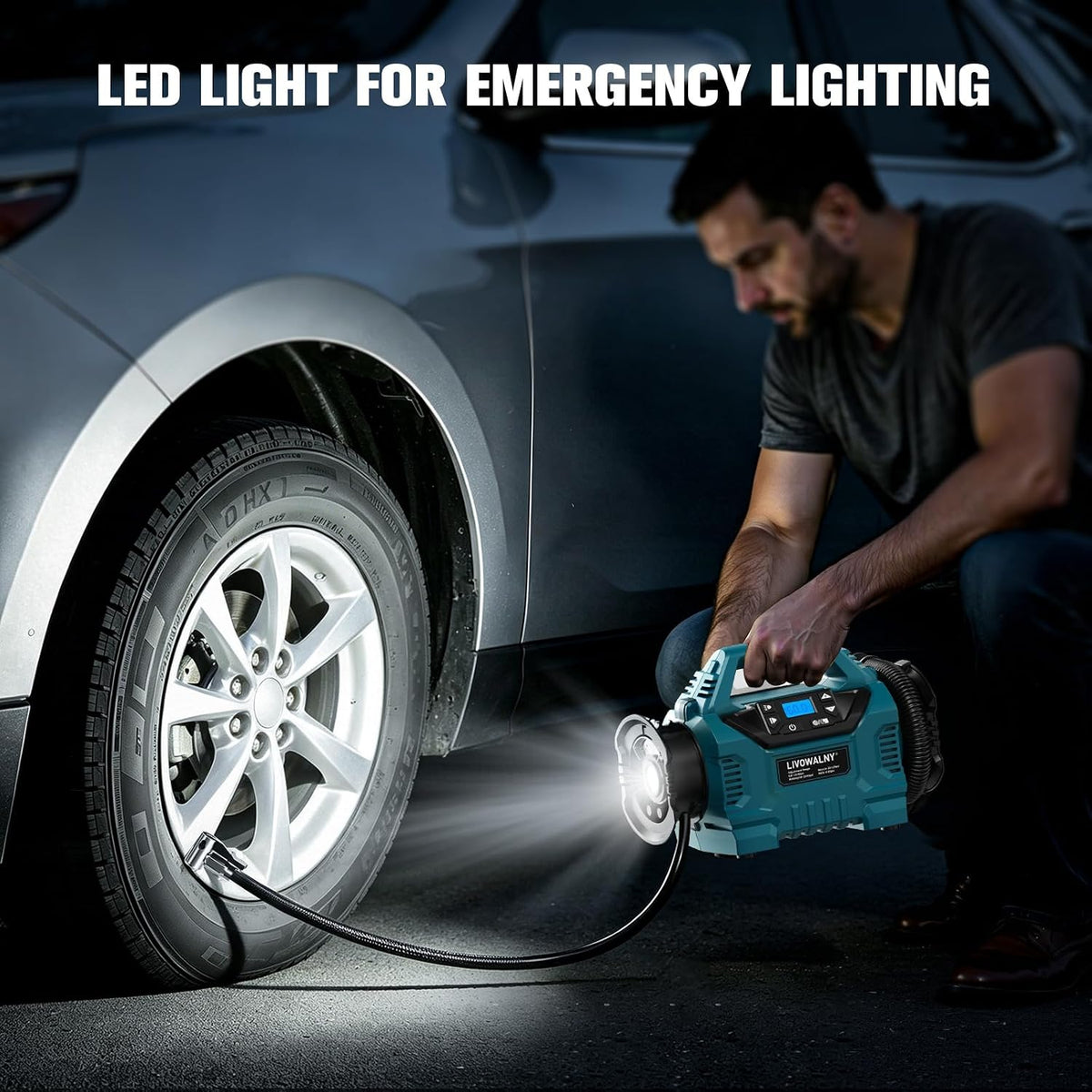 3X Faster Cordless Tire Inflator Air Compressor Pump Compatible With Makita 18V Battery, LIVOWALNY 160PSI 12V DC/18V DC with Pressure Gauge & Deflator for Car, Pickup, Air Mattresses (Tool Only)