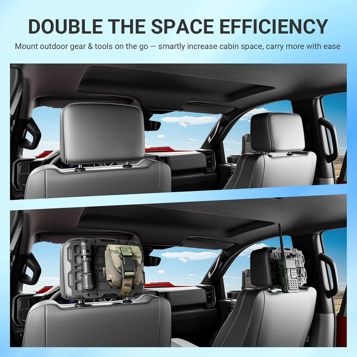 SZYANG 2PCS Headrest Organizer Molle Panel Compatible with Car Universal Gadget Holder Tactical Seat Back Organizer Replacement for Universal Vehicle Accessories