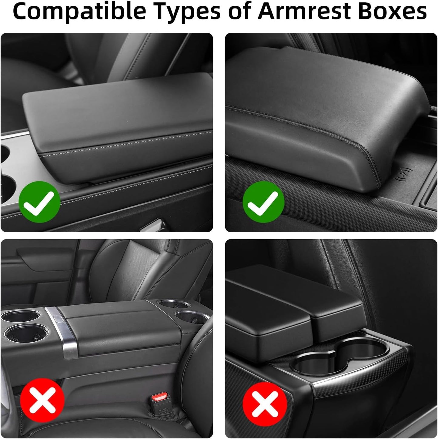 NBTEPEM Red Center Console Cover, Sporty Leather Armrest Cover Cushion with 2 Storage Pockets, Universal Auto Middle Console Protector, Car Interior Accessories for Most SUV, Truck, Sedan Vehicles