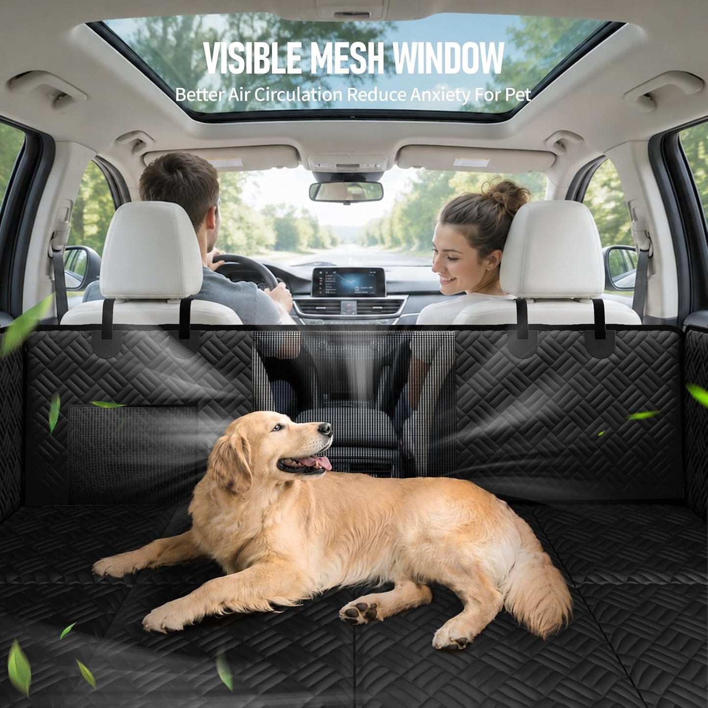 PROZAR Dog Car Seat Cover for Back Seat, Hard Bottom Back Seat Extender, Pet Cover for Dogs - Supports 400lbs, Waterproof Heavy Duty Scratch Dog Hammock for Compact Cars/SUVs, 51in -Black