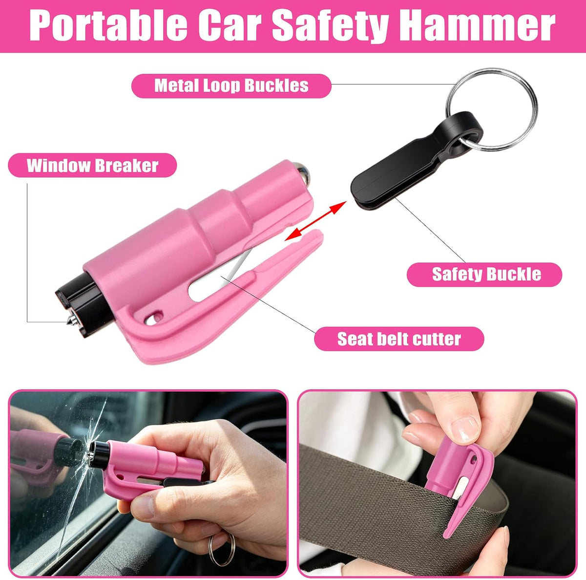 Car Emergency Kit for Women, Roadside Kit, Window Breaker, 10-in-1 Tool Set