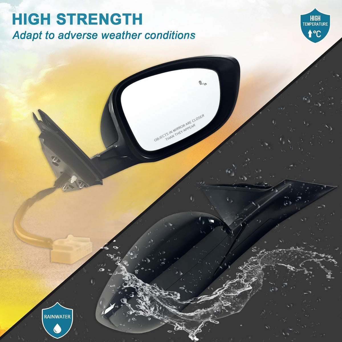 Right Passenger side Mirror Fits 2018-2022 Honda Accord LX, Sport With Power Glass, Heated, Blind Spot Detection and Manual Folding Match to Crystal Black Pearl Replace HO1321329 (7Pins)