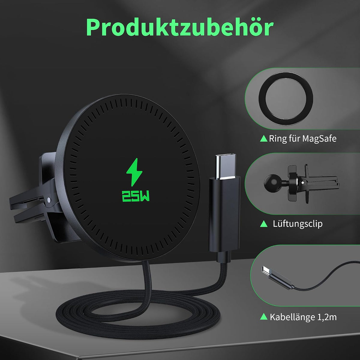 25W Wireless Car Charger [Only for iPhone 17/16/15/14/13/12]