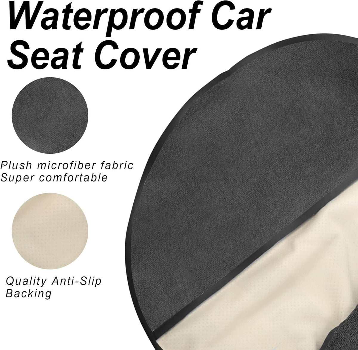 Sweat Towel Car Seat Cover Protector Front Seats for Gym Workout, Running, Swimming, Beach and Hiking, Waterproof Universal Seat Cover for Car, Trucks, Van & SUV (1, Pure Grey, Front)