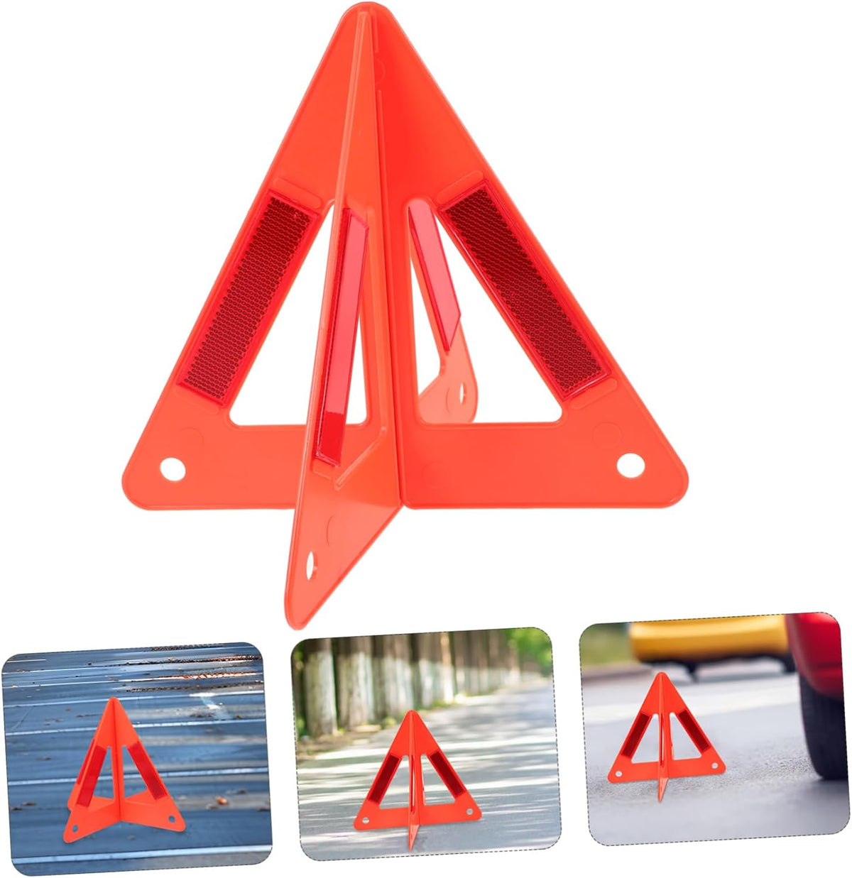 FAVOMOTO 2sets Reflective Emergency Triangles Roadside Car Safety Warning Tool for Vehicle Assistance and Visibility
