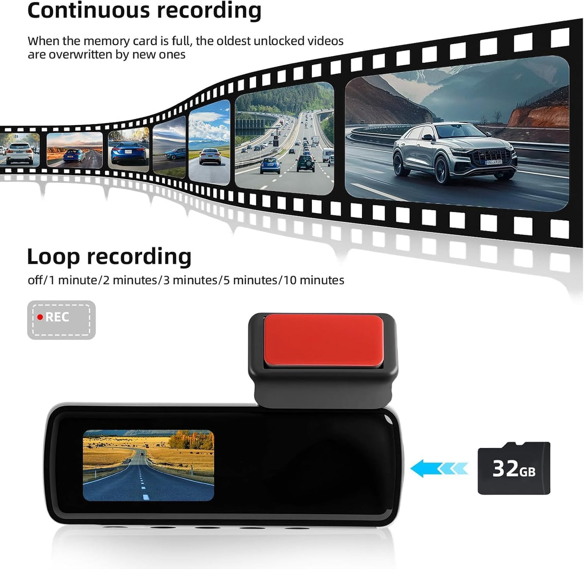 Dash Cam for Cars, 1080P FHD Front Dash Camera