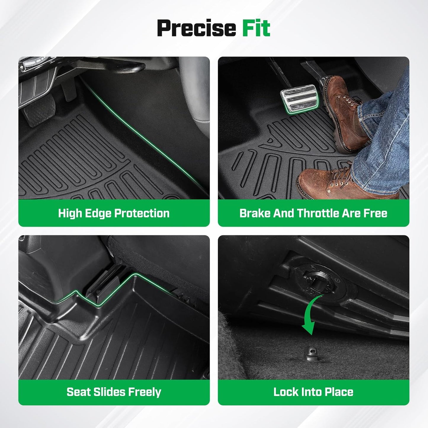 Cartist Floor Mats Fit for Ford Econoline/E-Series 2007-2025 E150/E250/E350/E450,All Weather Floor Liners for Econoline/E-Series Accessories Carpet Protection 3D TPE Heavy Duty Van Floormats