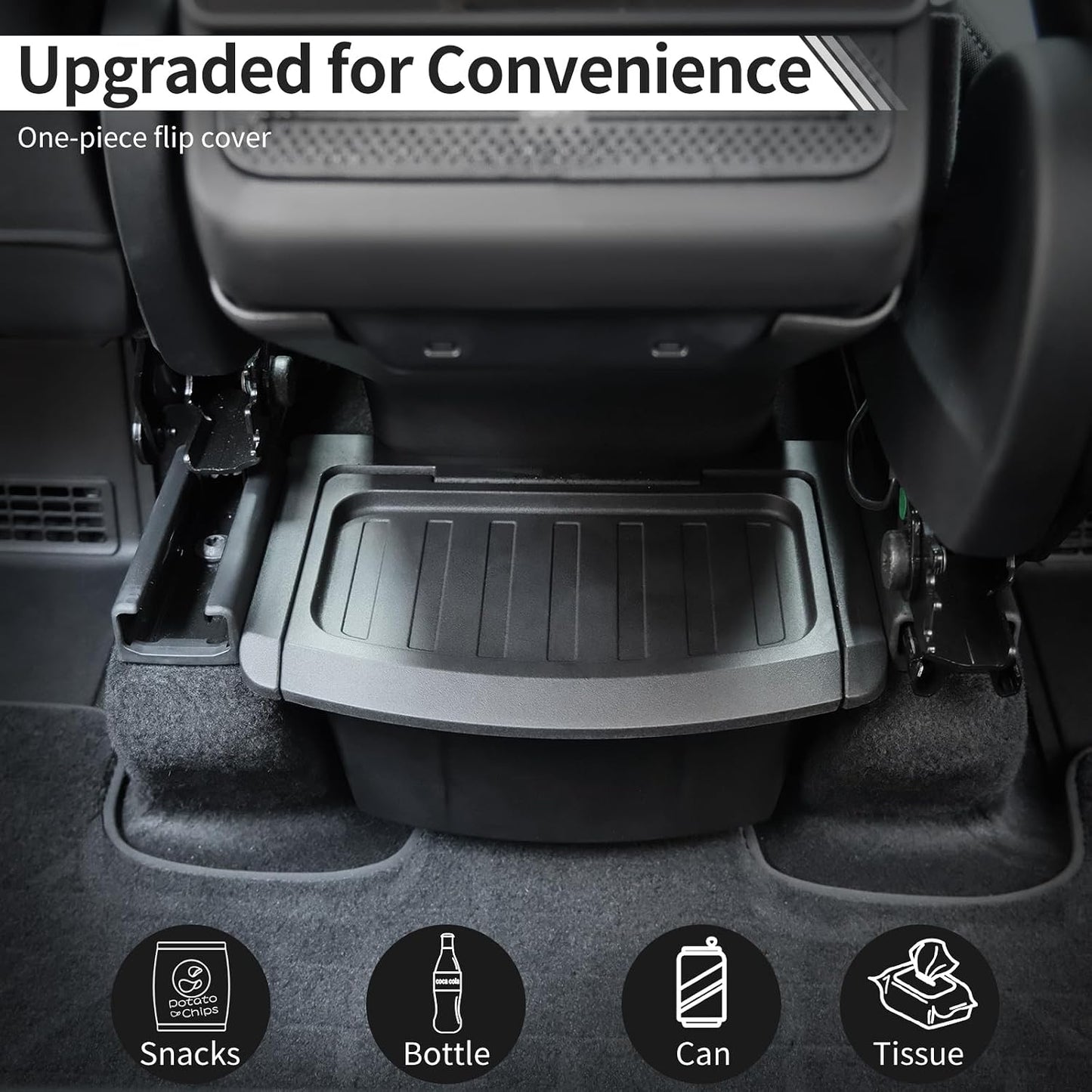 Jawjut Trash Can,Compatible with 2025 2026 Tesla Model Y Juniper,Garbage Can Bin Accessories,Rear Center Console Storage Box Organizer,Black