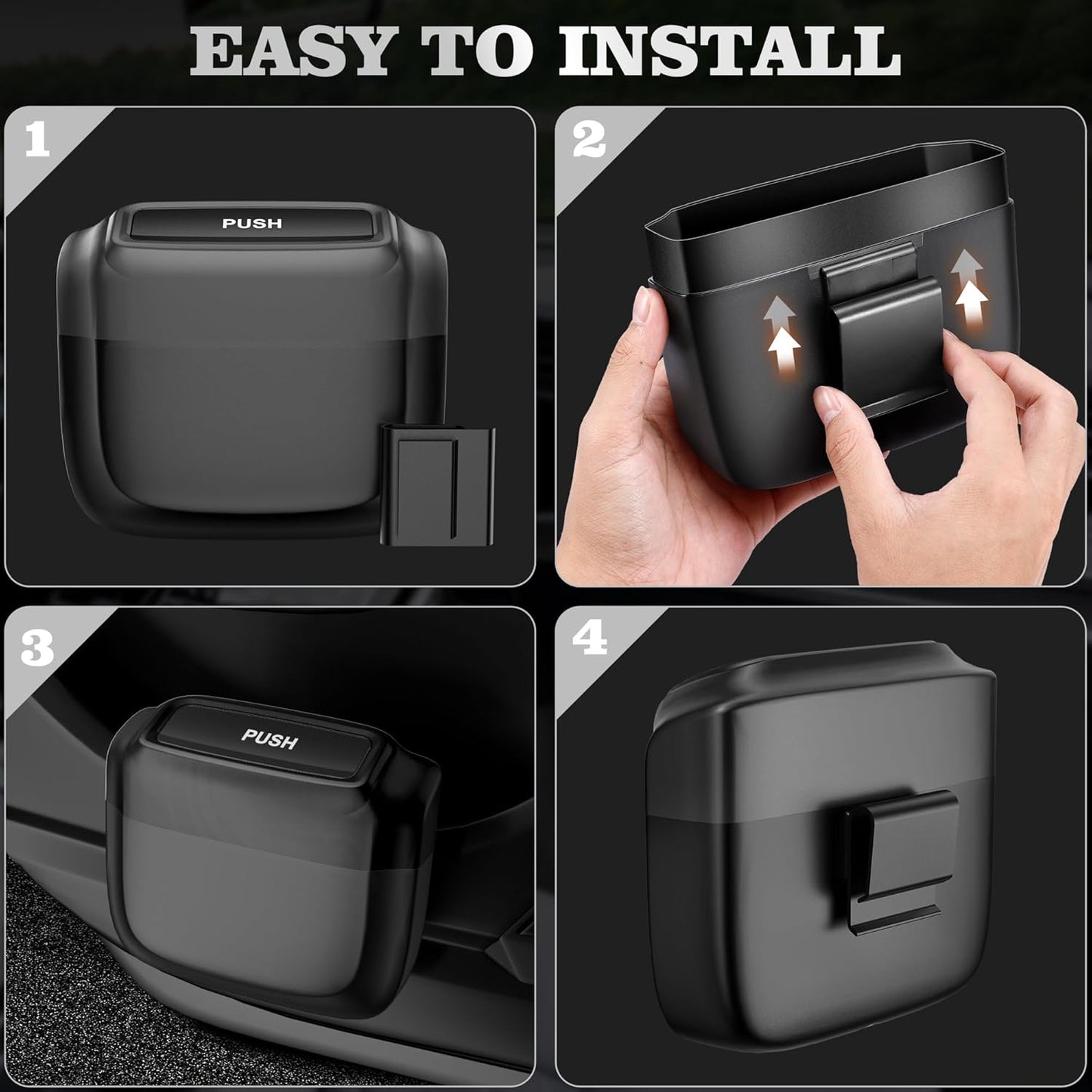 2 Packs Car Trash Can with Lid，Built-in Storage Garbage Bag，Leakproof Vehicle Trash，Car Accessories for Interior,Mini Garbage Bin for Automotive, Office, Kitchen,Bedroom，with 60pcs Trash Bags