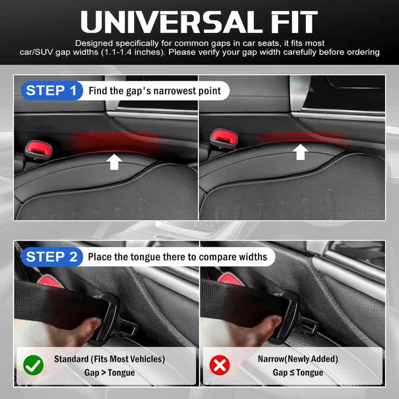 4PCS Car Seat Gap Filler Organizer & Leak-Proof Blocker, Black | Universal Fit, Storage Slot, Leak-Proof Seat Gap Plug, For Car SUV Truck