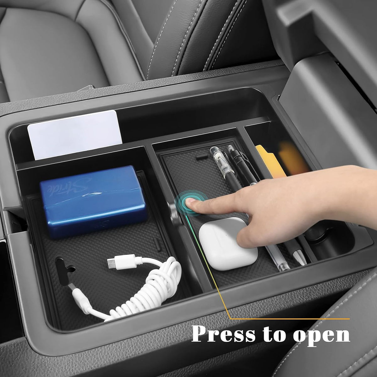 2PCS Center Console Organizer & Armrest Divider Compatible with Honda 2023-2026 Pilot & 2024-2026 Passport & 2024 2025 Ridgeline Accessories Insert Armrest Hidden Organizer