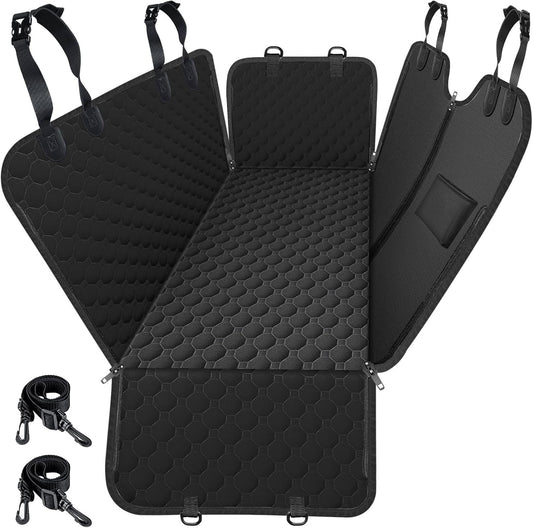 Mancro Dog Hammock for Car, 2026 Upgraded 600D Heavy Duty Waterproof & Scratch-Resistant Dog Car Seat Cover, Back Seat Pet Cover for Dogs with Sedan, Trucks and SUVs, Standard, Black All