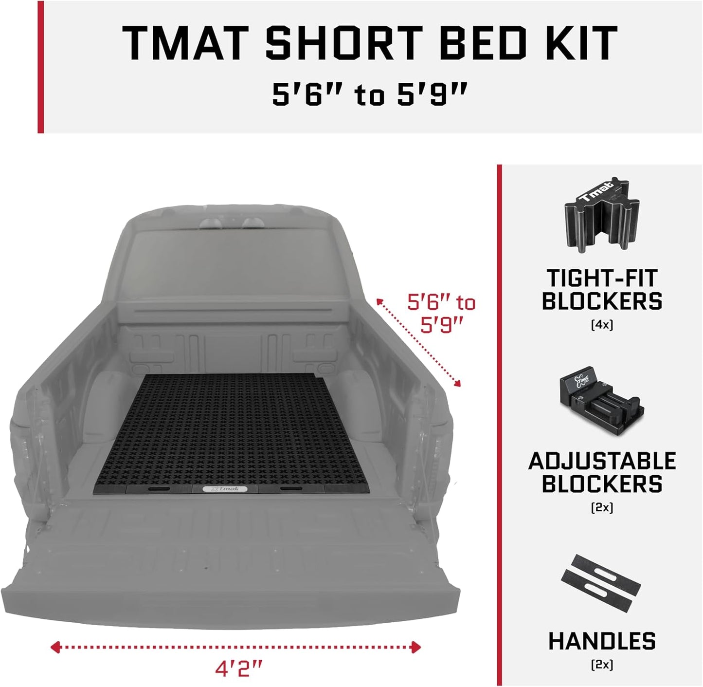 Tmat Truck Bed Organizer Storage System Slide Out Mat (Universal Fit for Short Beds 5'6" to 5'9")